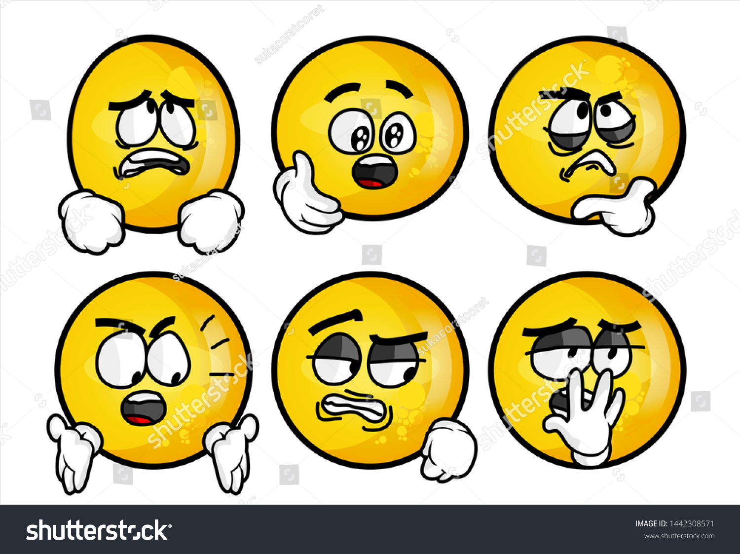 Set Emojis Various Face Expression Vector Stock Vector (Royalty Free ...