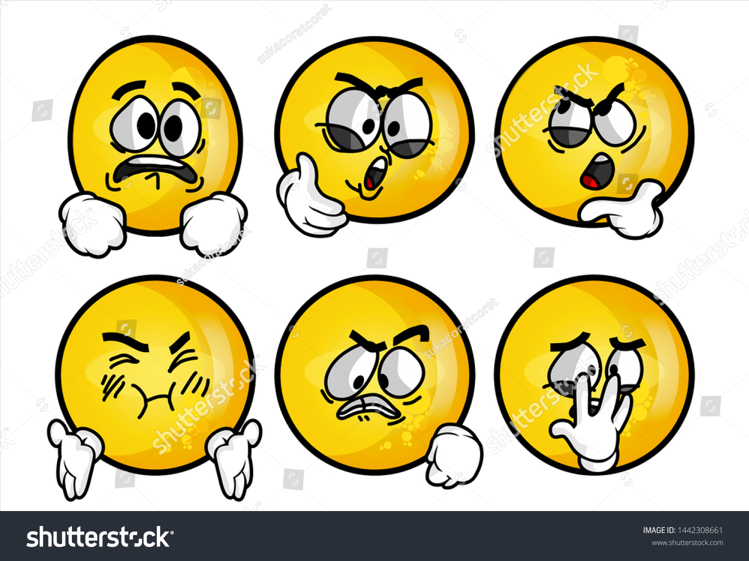 Set Emojis Various Face Expression Vector Stock Vector (Royalty Free ...