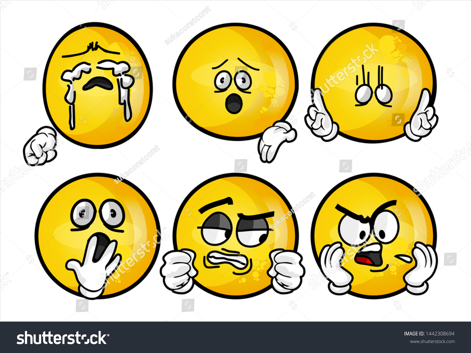 Set Emojis Various Face Expression Vector Stock Vector (royalty Free 