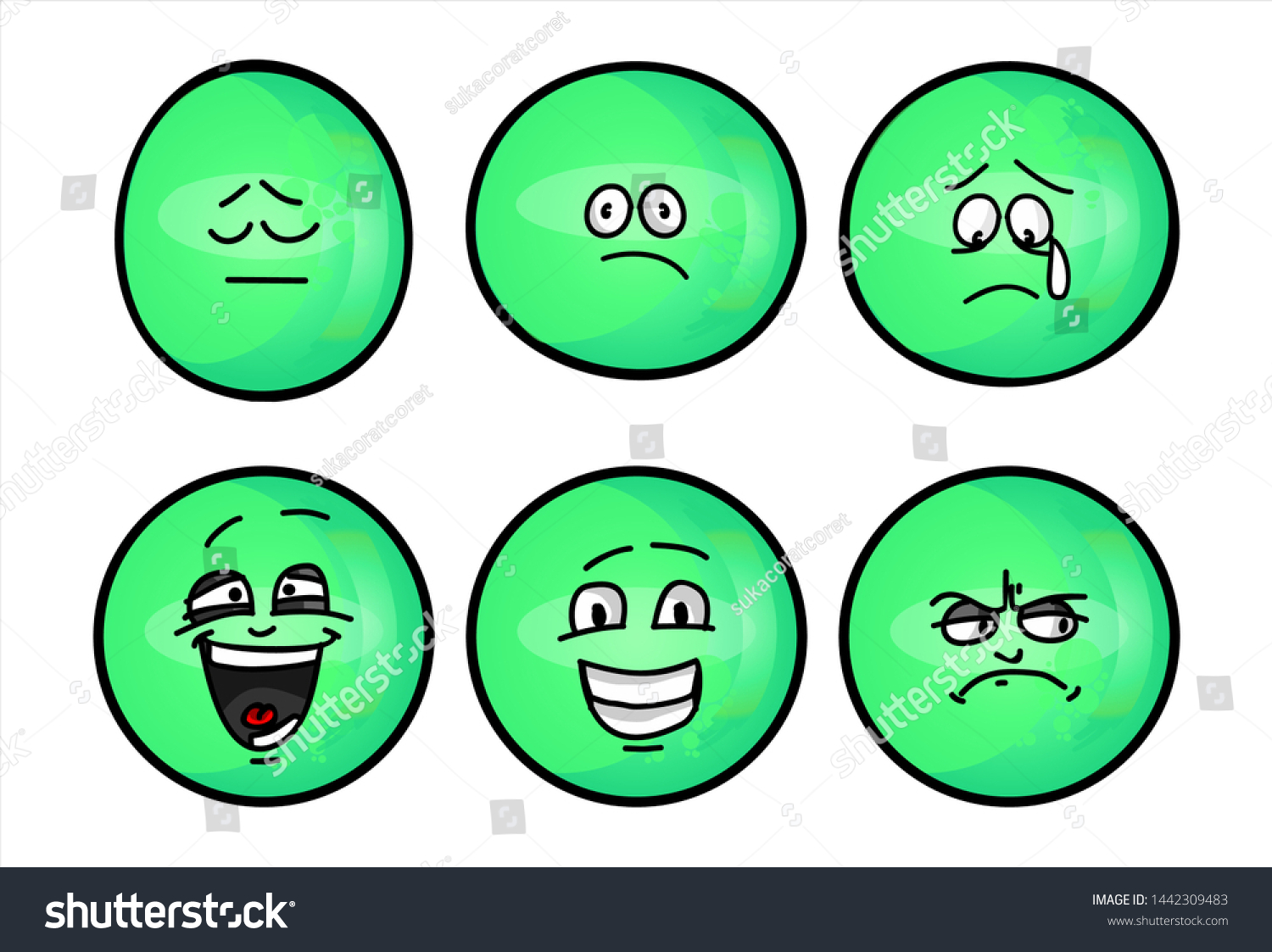 Set Emojis Various Face Expression Vector เวกเตอร์สต็อก ปลอดค่า