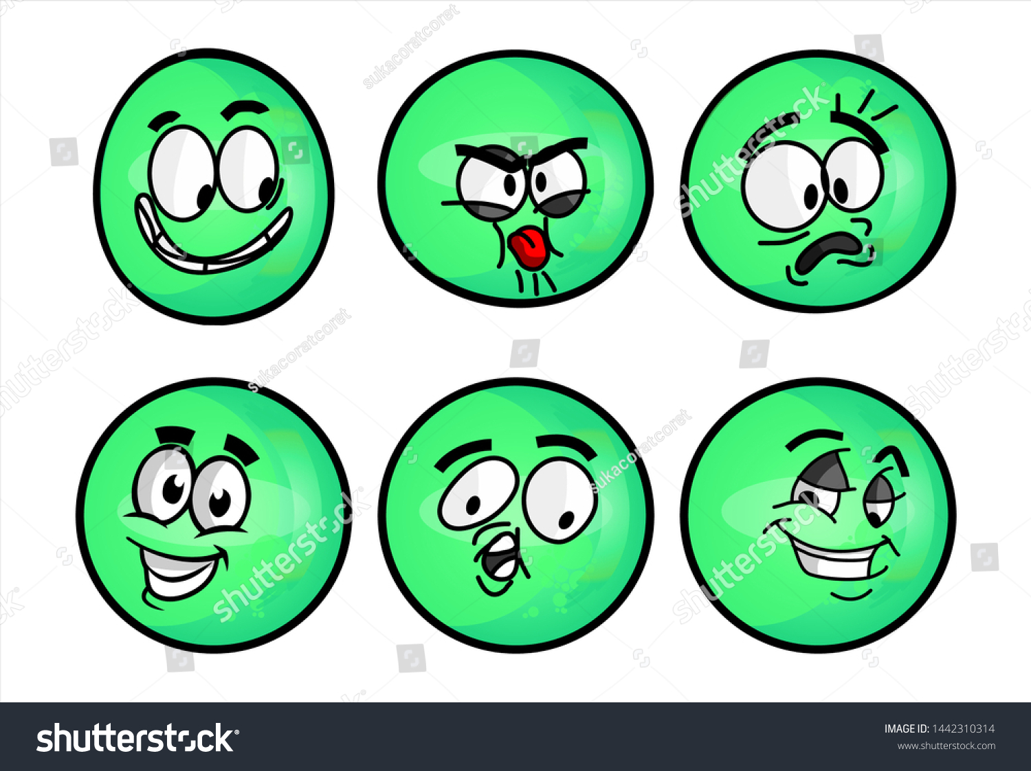 Set Emojis Various Face Expression Vector Stock Vector (Royalty Free ...