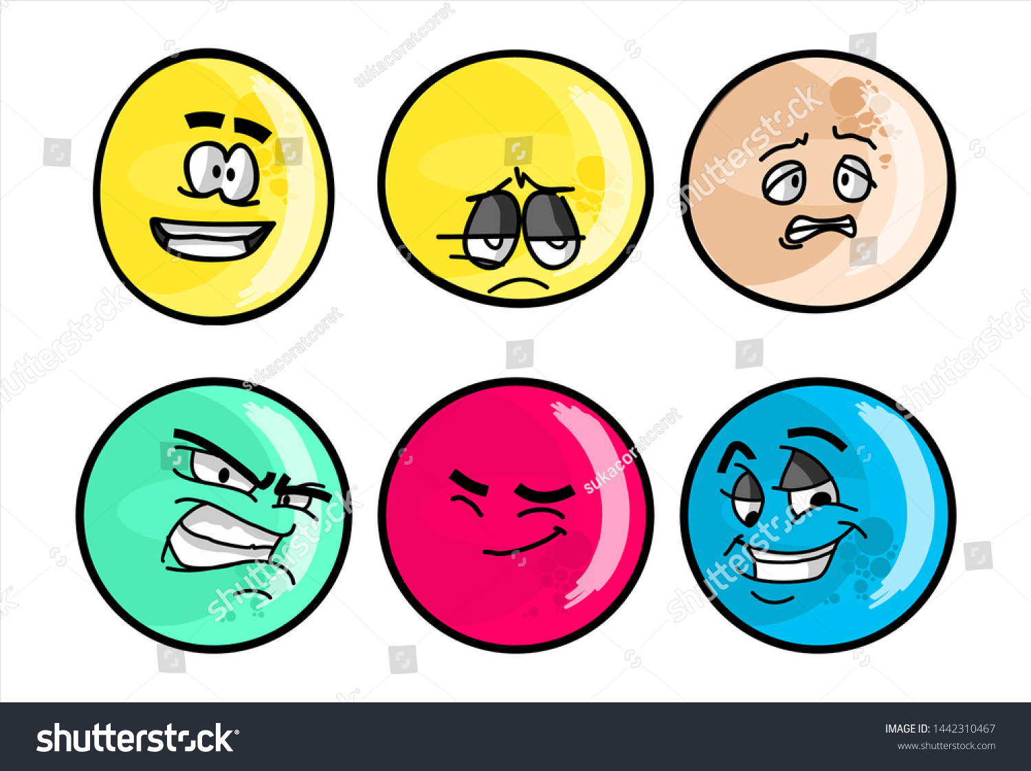 Set Emojis Various Face Expression Vector Stock Vector (Royalty Free ...