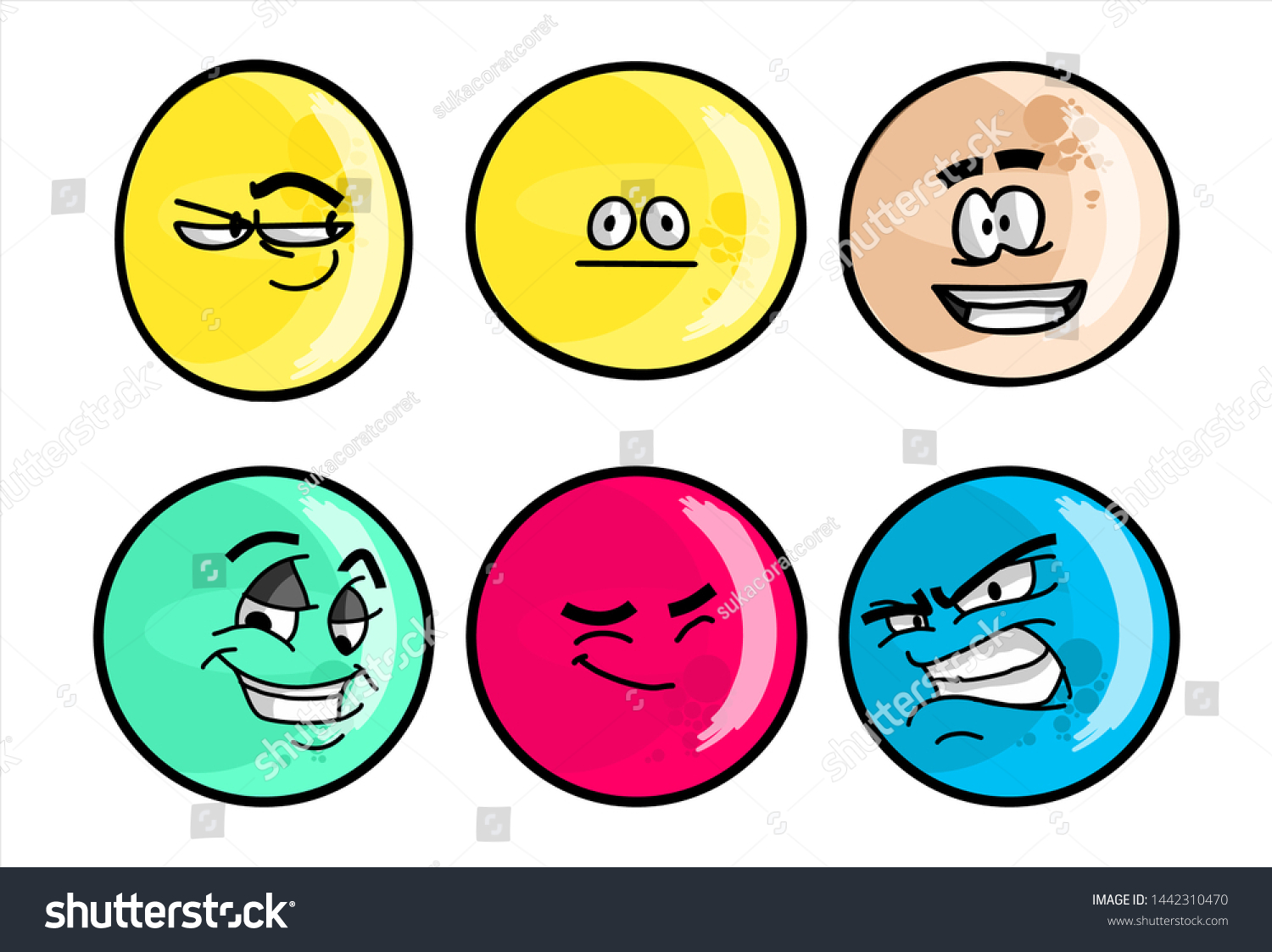 Set Emojis Various Face Expression Vector Stock Vector (Royalty Free ...