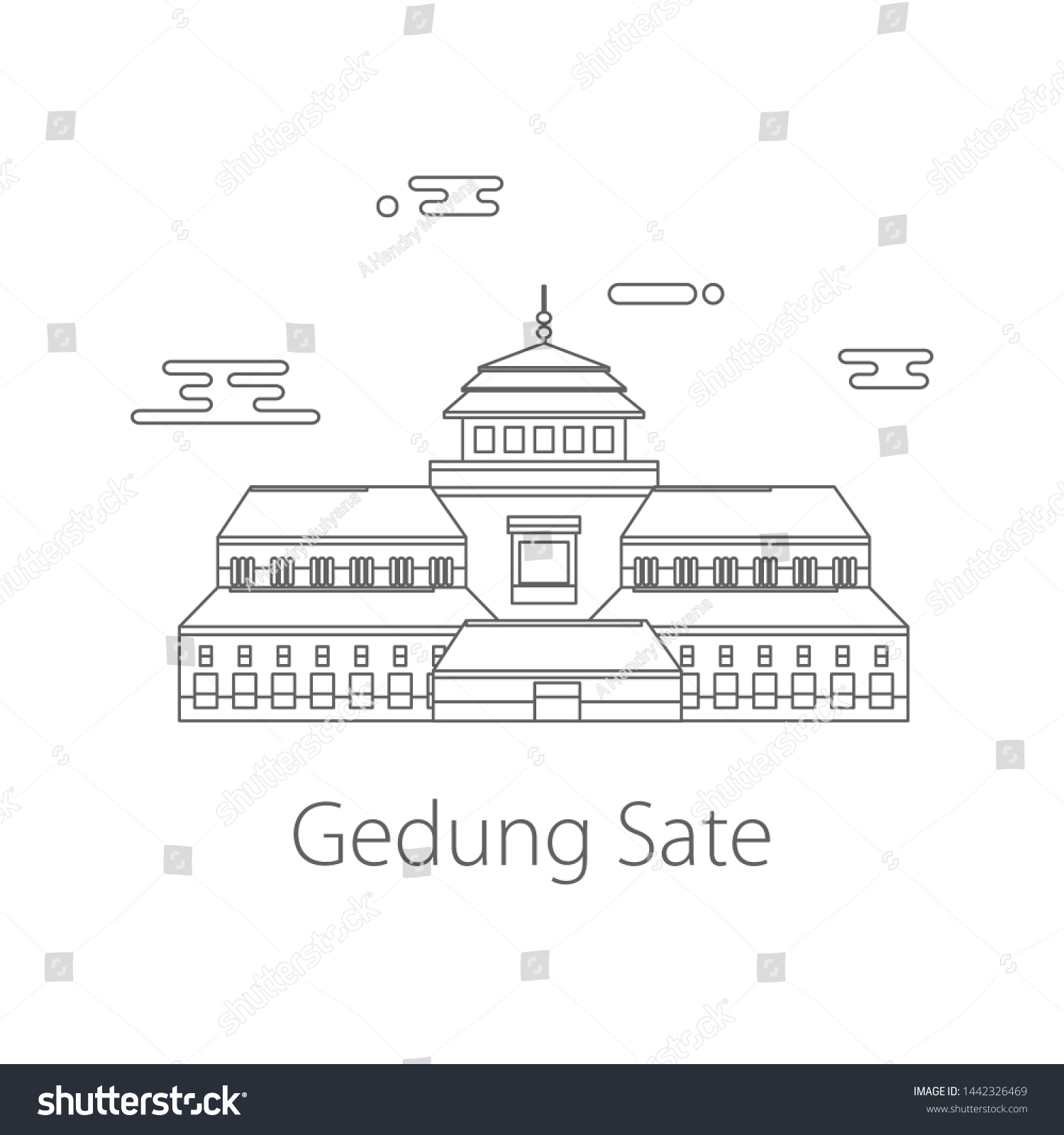 Gedung Sate Buildings Line Icon Web Stock Vector Royalty Free 1442326469 Shutterstock 3974