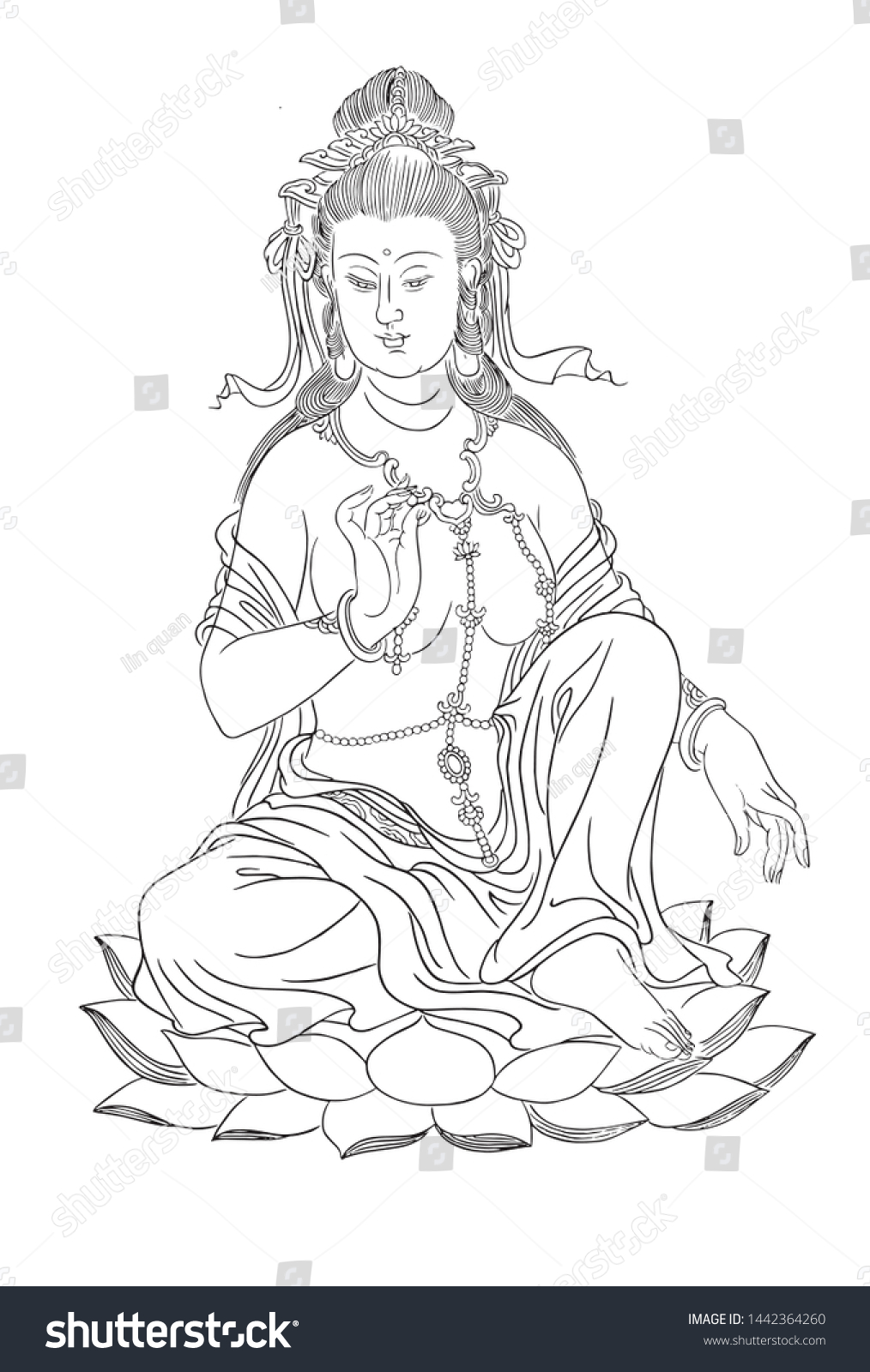 This Line Drawing Buddhist Buddha Stock Vector (Royalty Free ...