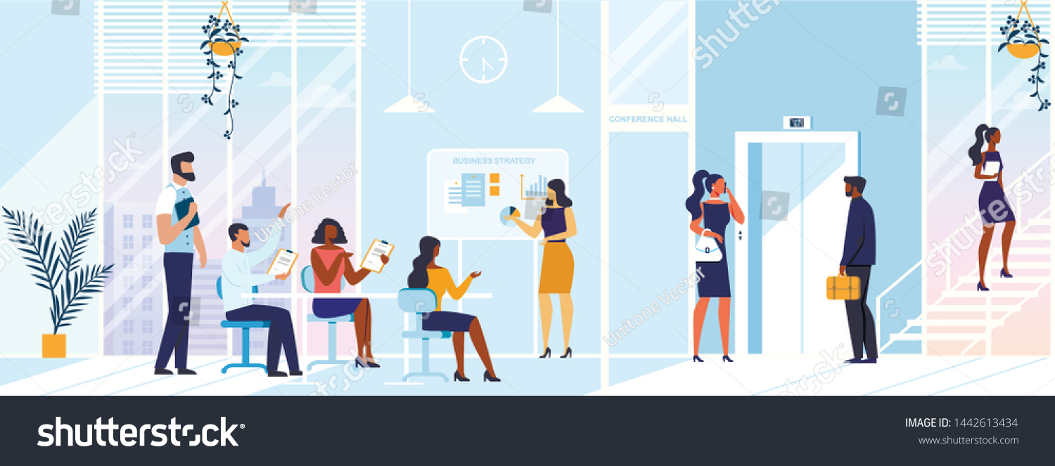 Company Office Panorama Flat Vector Illustration Stock Vector (Royalty ...