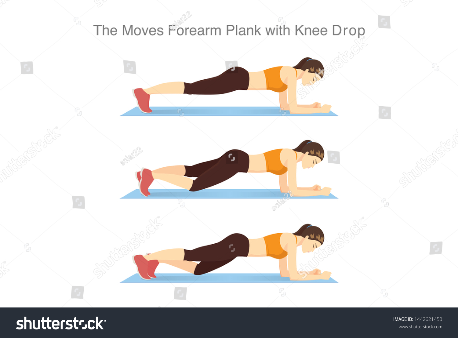 Exercise Diagram Forearm Plank Knee Drop Stock Vector (Royalty Free ...