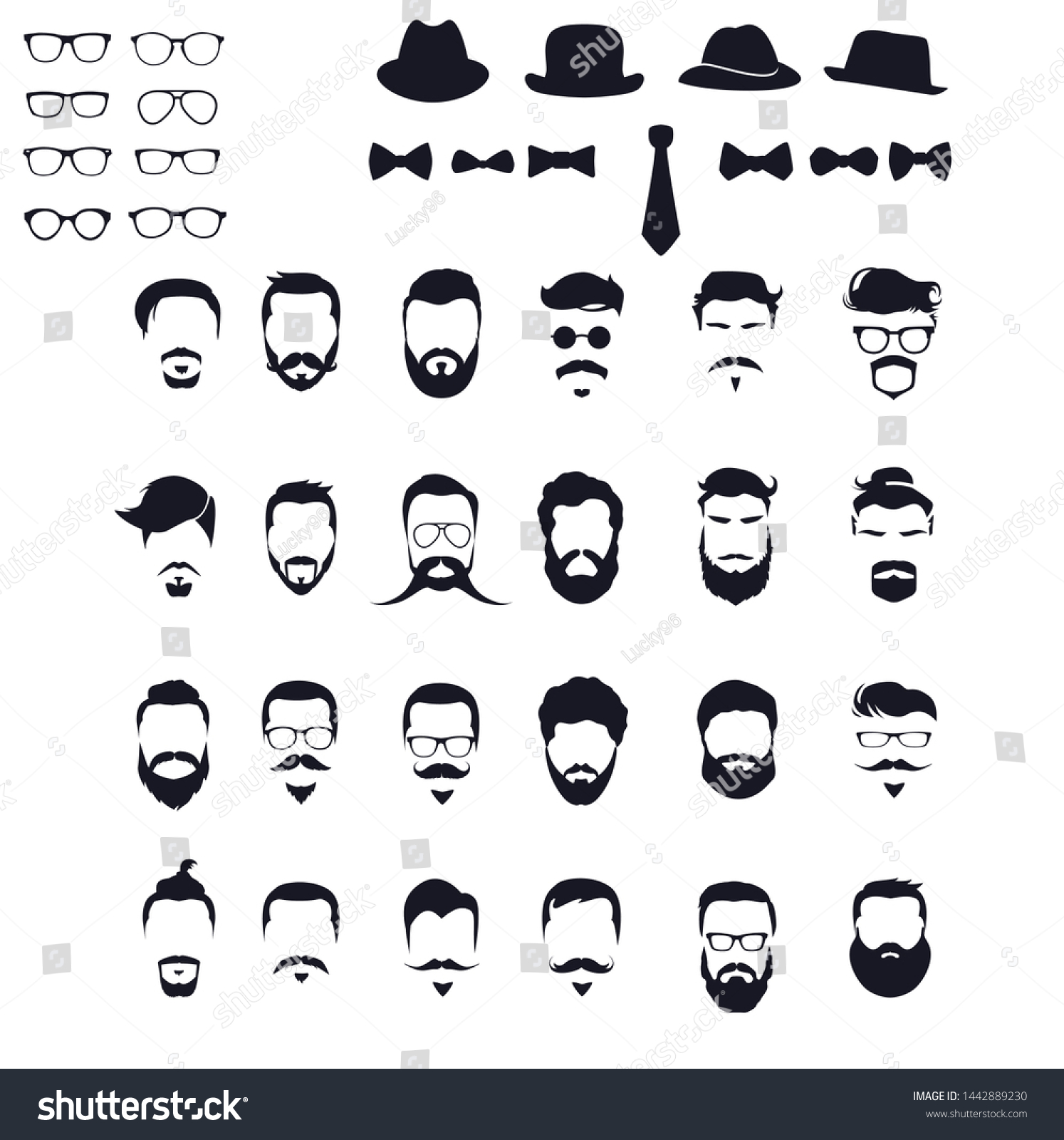 Set Isolated Vector Beard Style Beards Stock Vector Royalty Free 1442889230 Shutterstock 0123