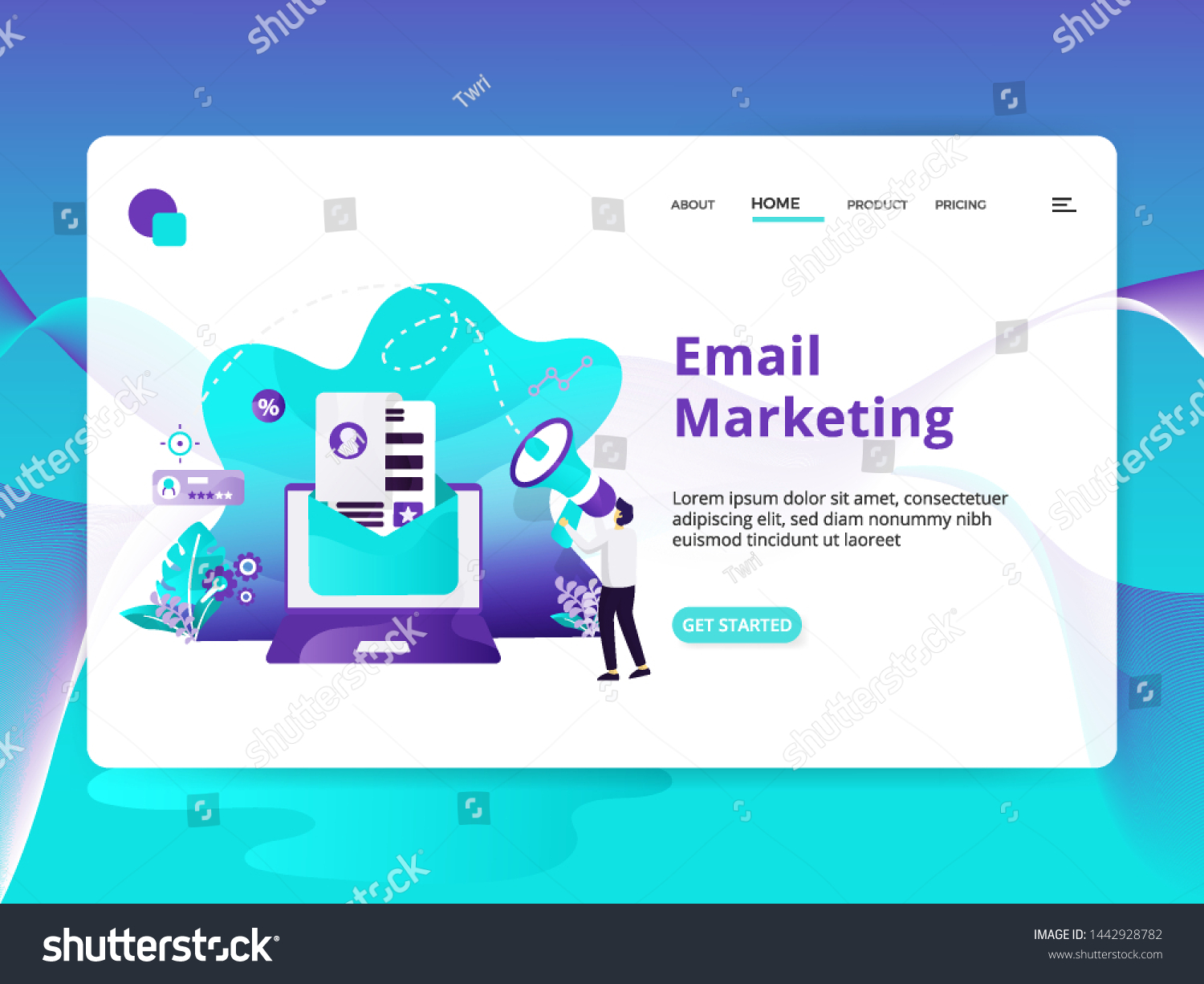 Landing Page Email Marketing Vector Illustration Stock Vector (Royalty ...
