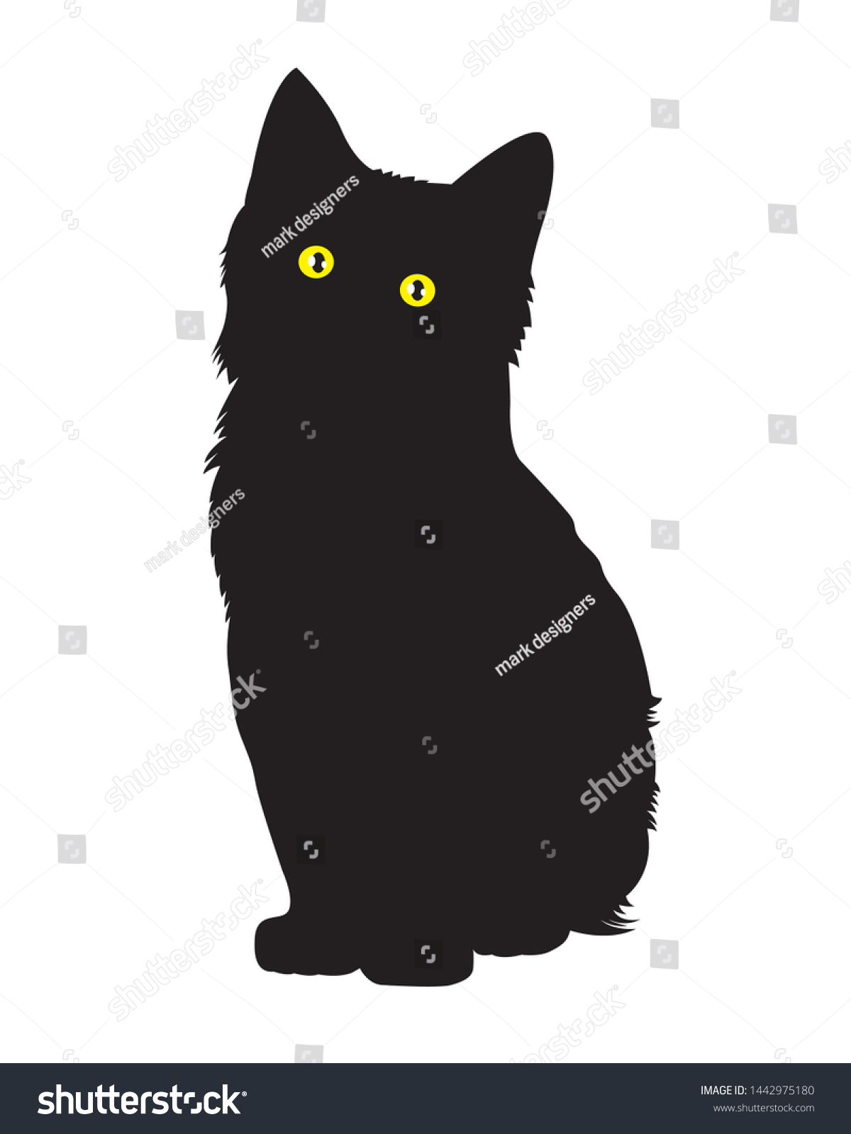 Black Cat Black Silhouette Sitting Cat Stock Vector (Royalty Free ...