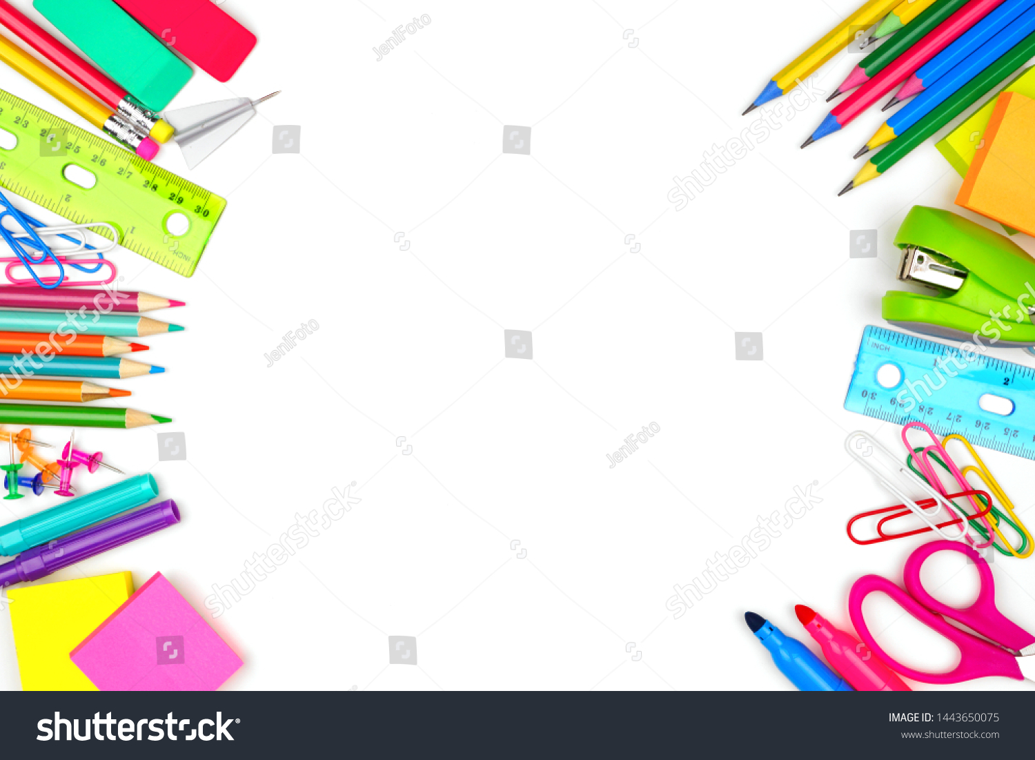 School Supplies Double Side Border Top Stock Photo 1443650075 ...