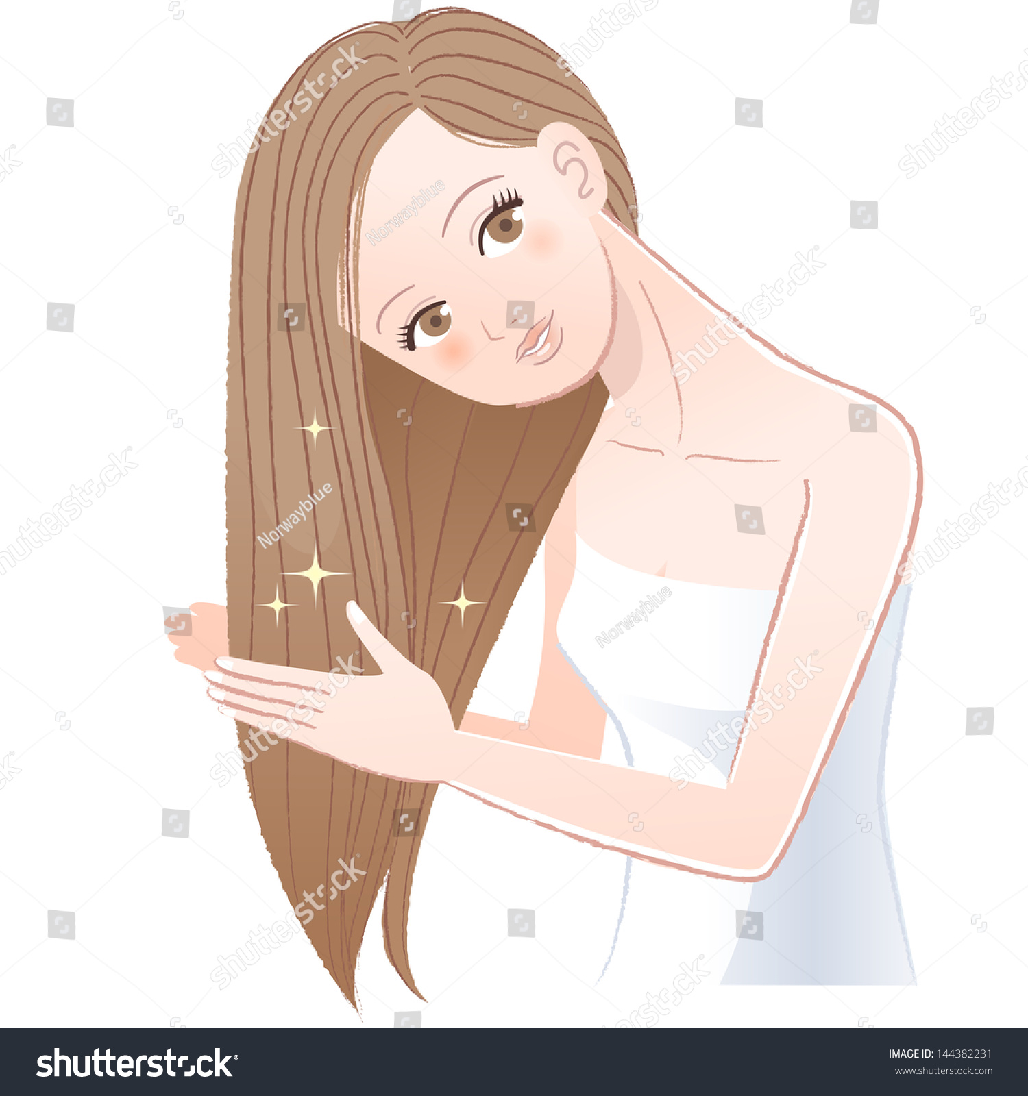 Beautiful Young Woman Applying Hair Oil Stock Vector Royalty Free 144382231 Shutterstock 8293