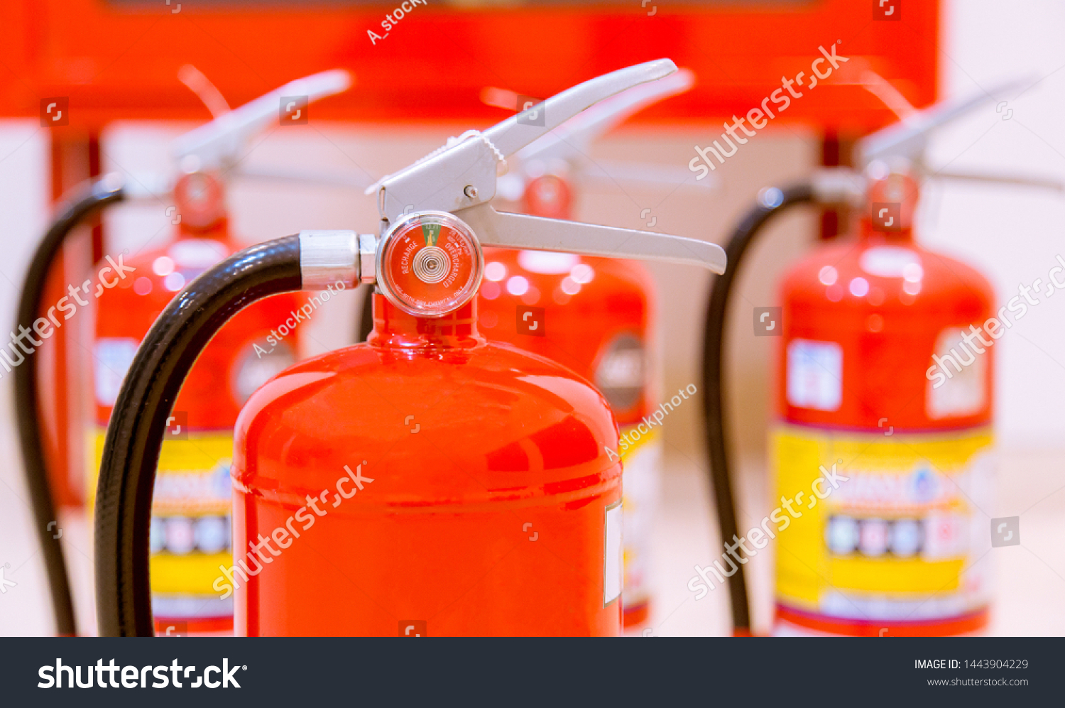 Fire Extinguishers Available Fire Emergencies Stock Photo 1443904229 ...