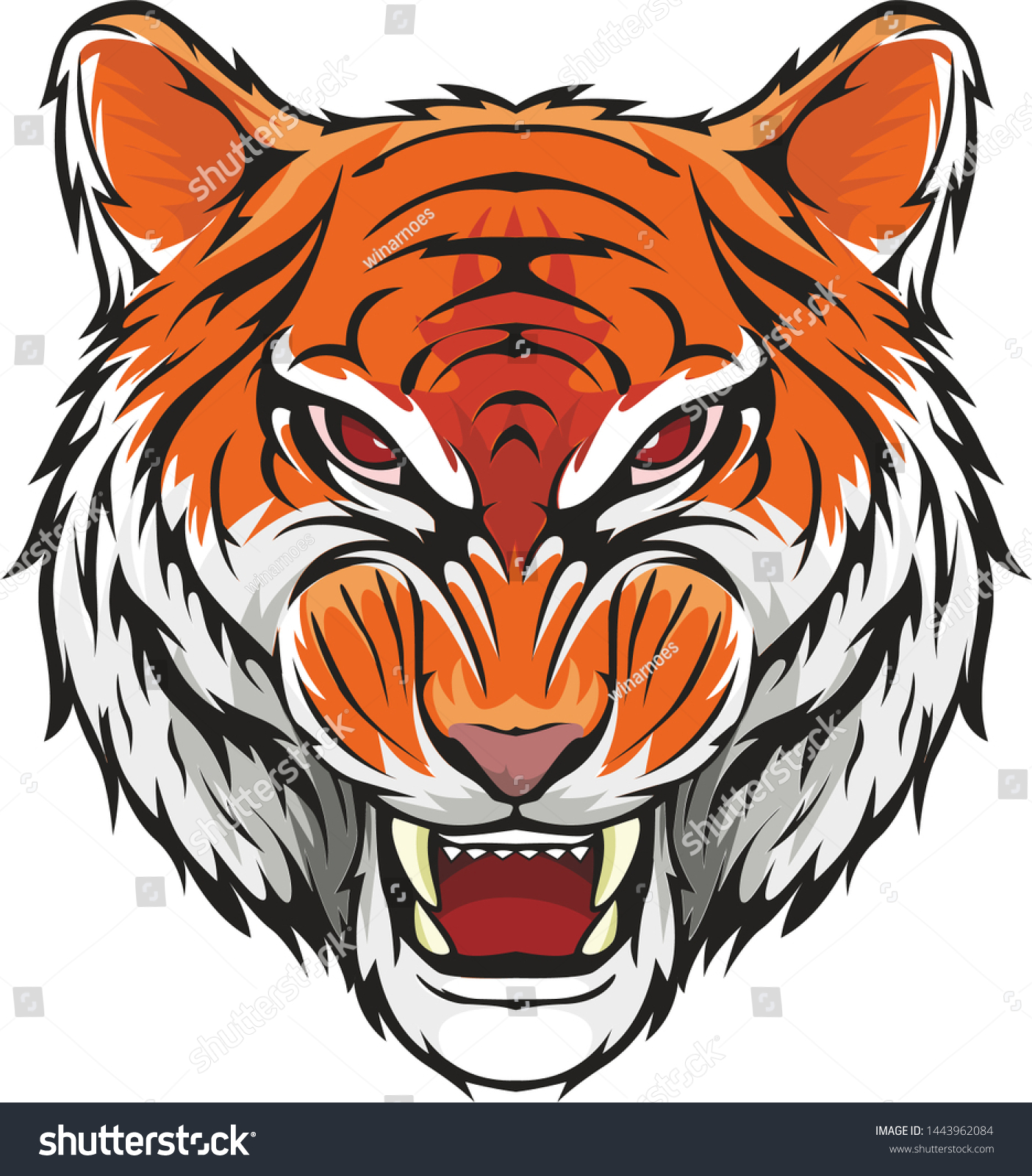 Sumatran Tiger Head Vector Stock Vector (Royalty Free) 1443962084 ...