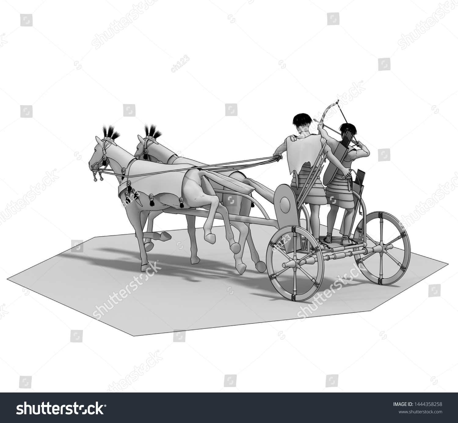 3d Render Persian Chariot Illustration Stock Illustration 1444358258 ...