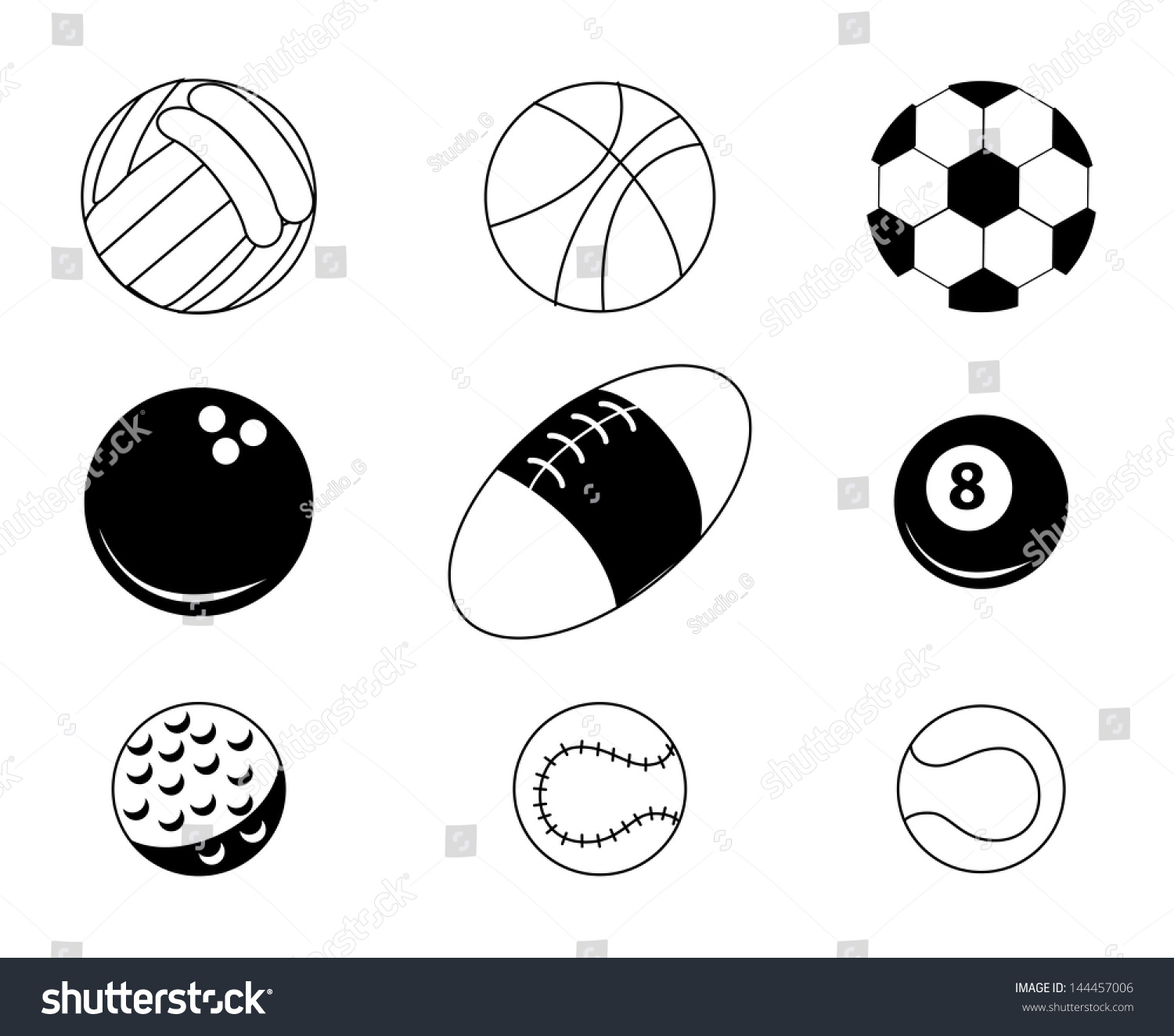 Sports Balls Over White Background Vector Stock Vector (royalty Free 