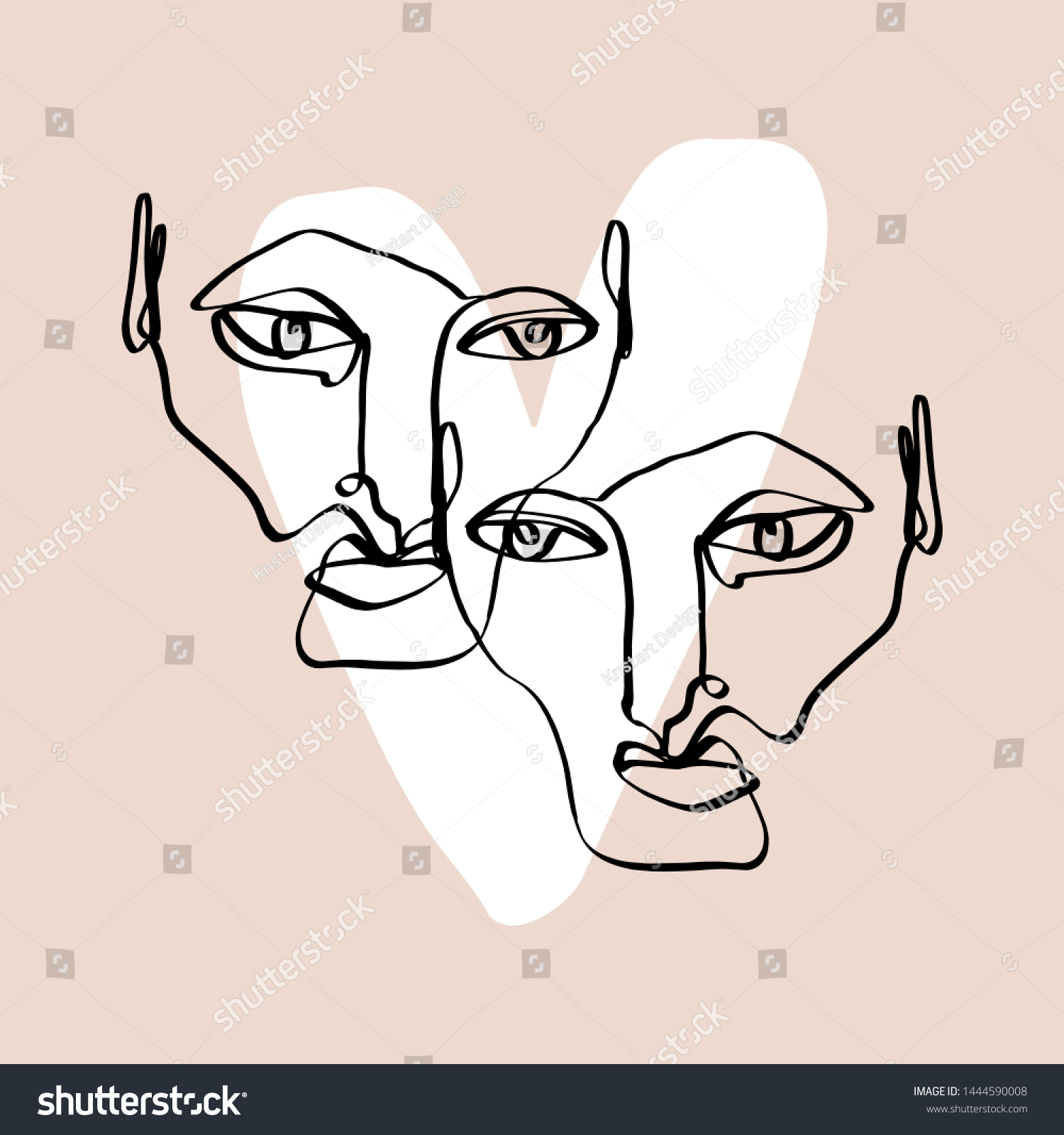 Abstract Face One Line Modern Drawing Stock Vector Royalty Free