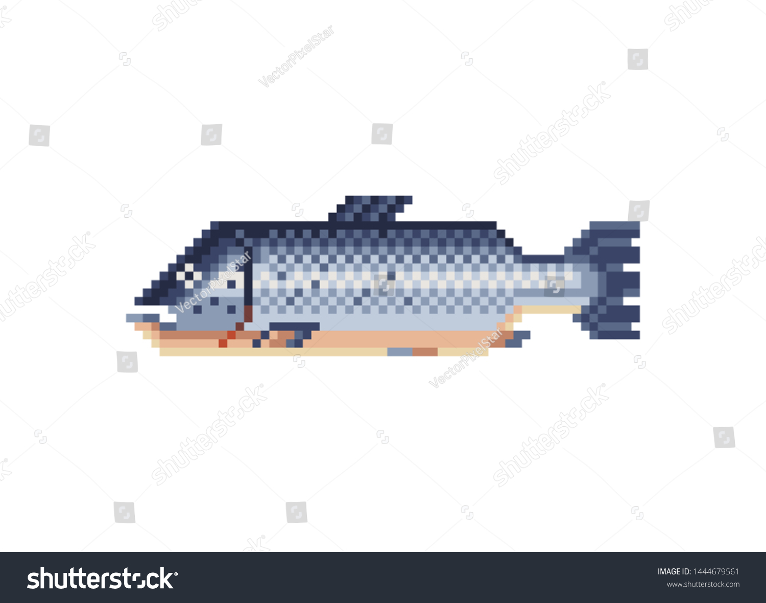 Salmon Fish Pxel Art Icon Isolated Stock Vector (Royalty Free ...