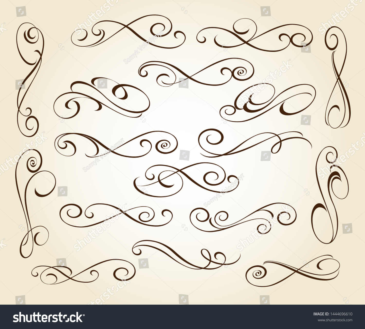 Set Elegant Decorative Scroll Elements Vector Stock Vector (Royalty ...