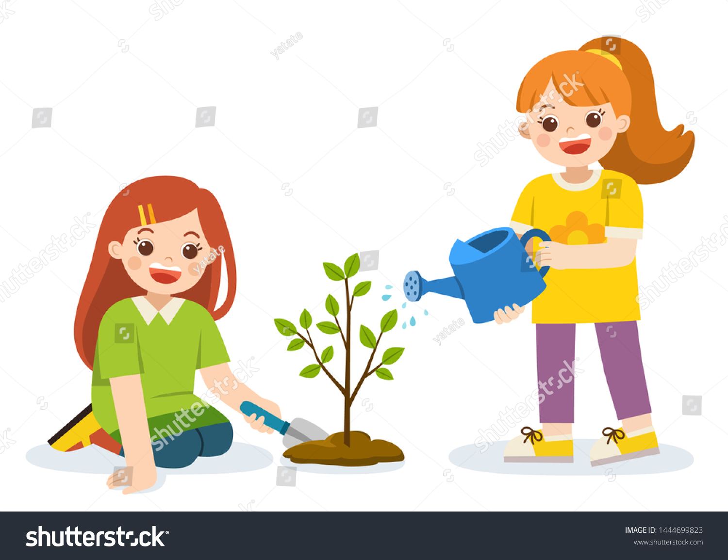 Картина дети сажают цветы