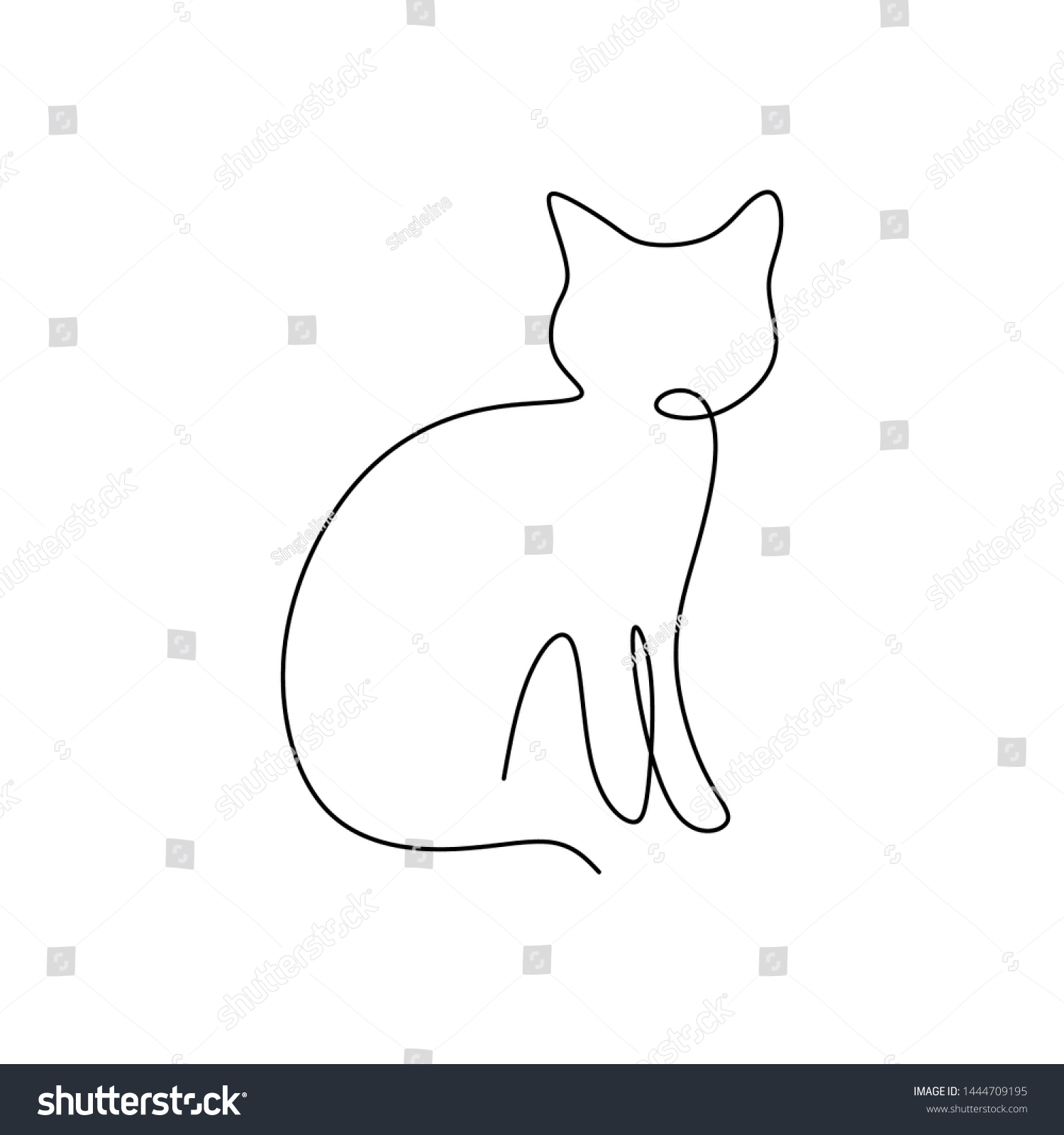 One Line Cat Design Silhouettehand Drawn Stock Vector (Royalty Free ...