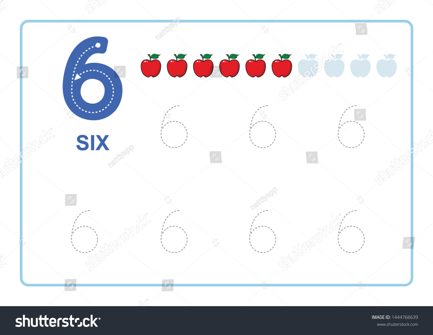 number tracing writing tracing worksheet kindergarten stock vector royalty free 1444766639 shutterstock