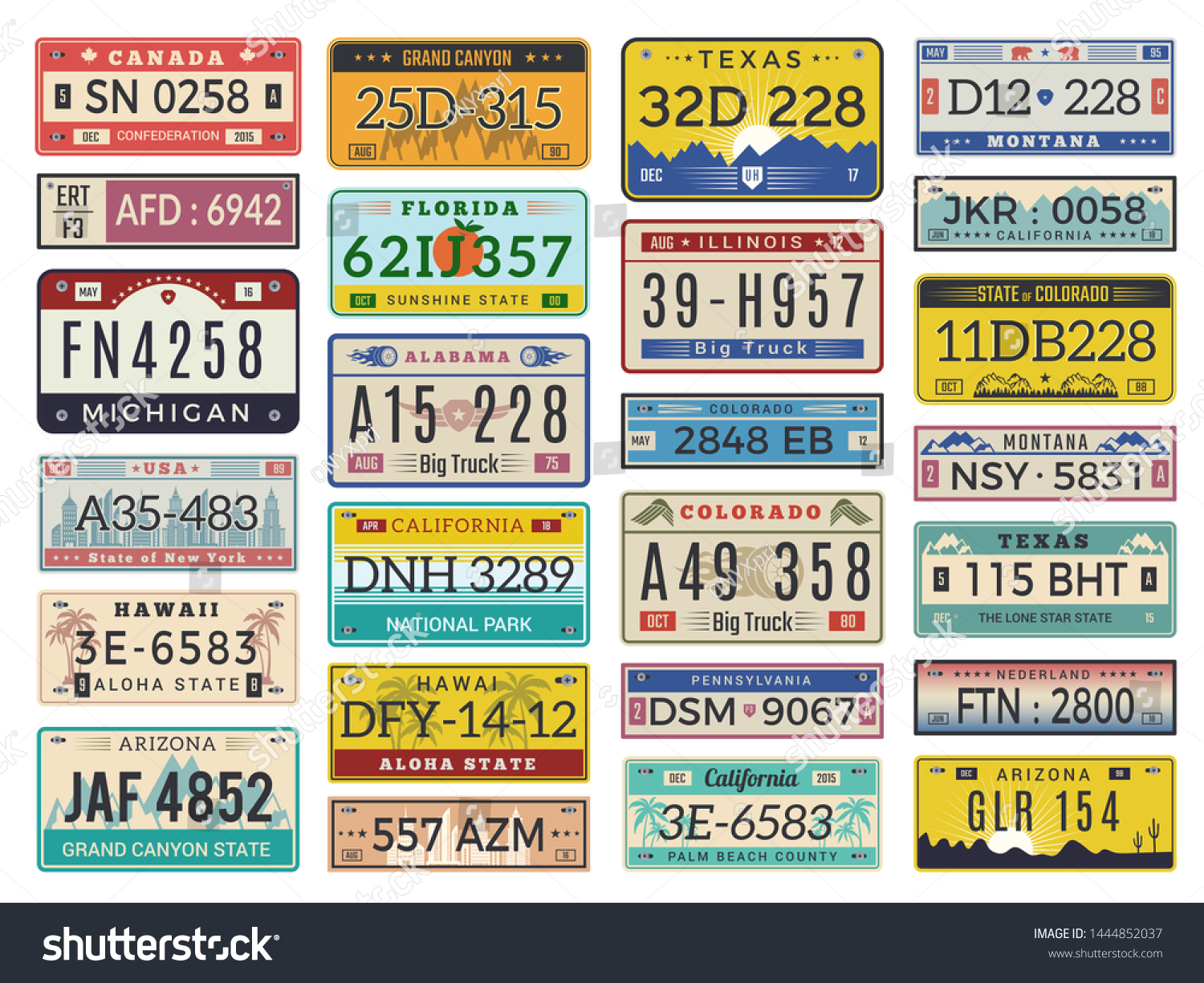 Car Plates Highway Automobile License Numbers Stock Vector (Royalty ...