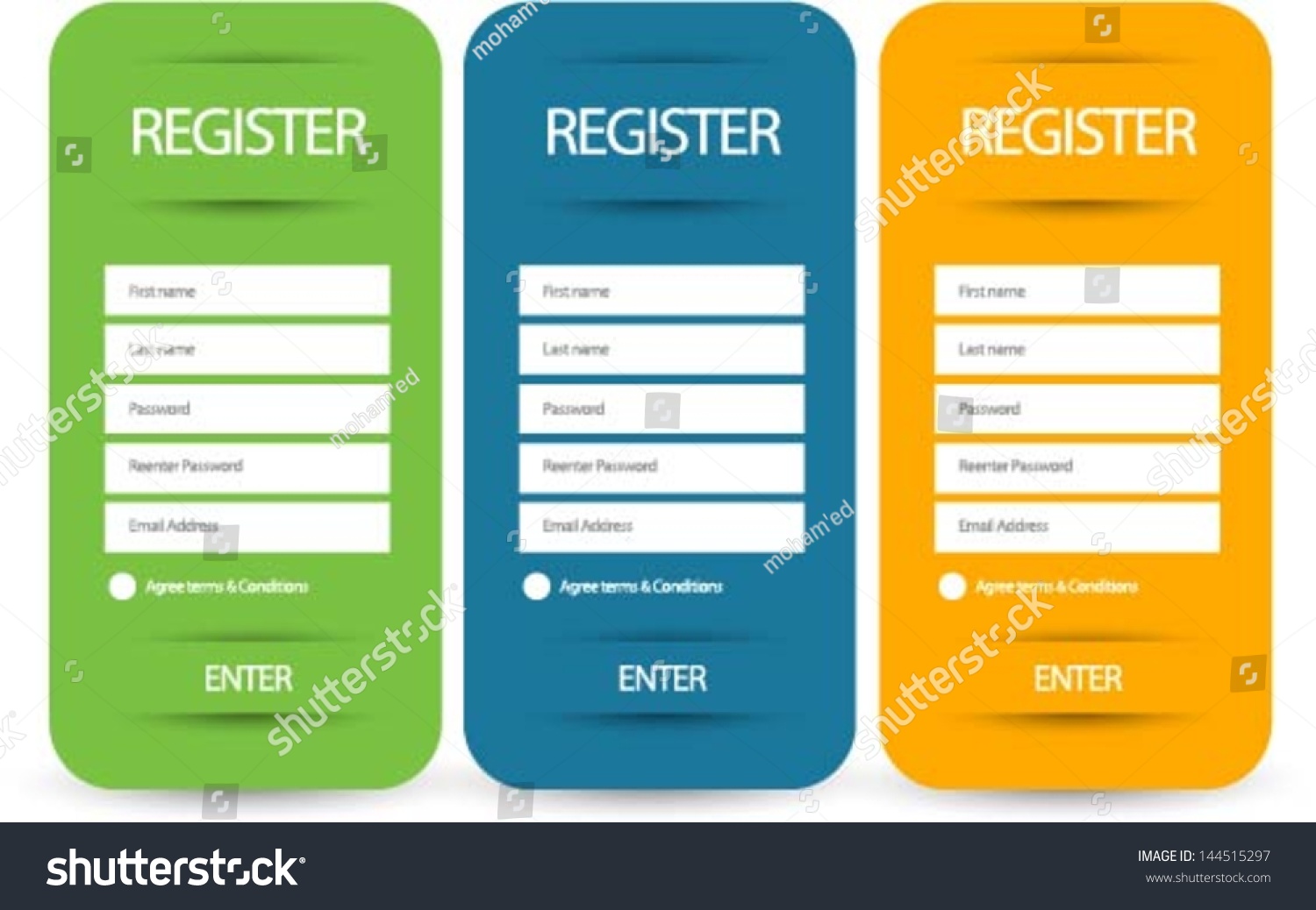 Web Registration Form Set Stock Vector (Royalty Free) 144515297 ...