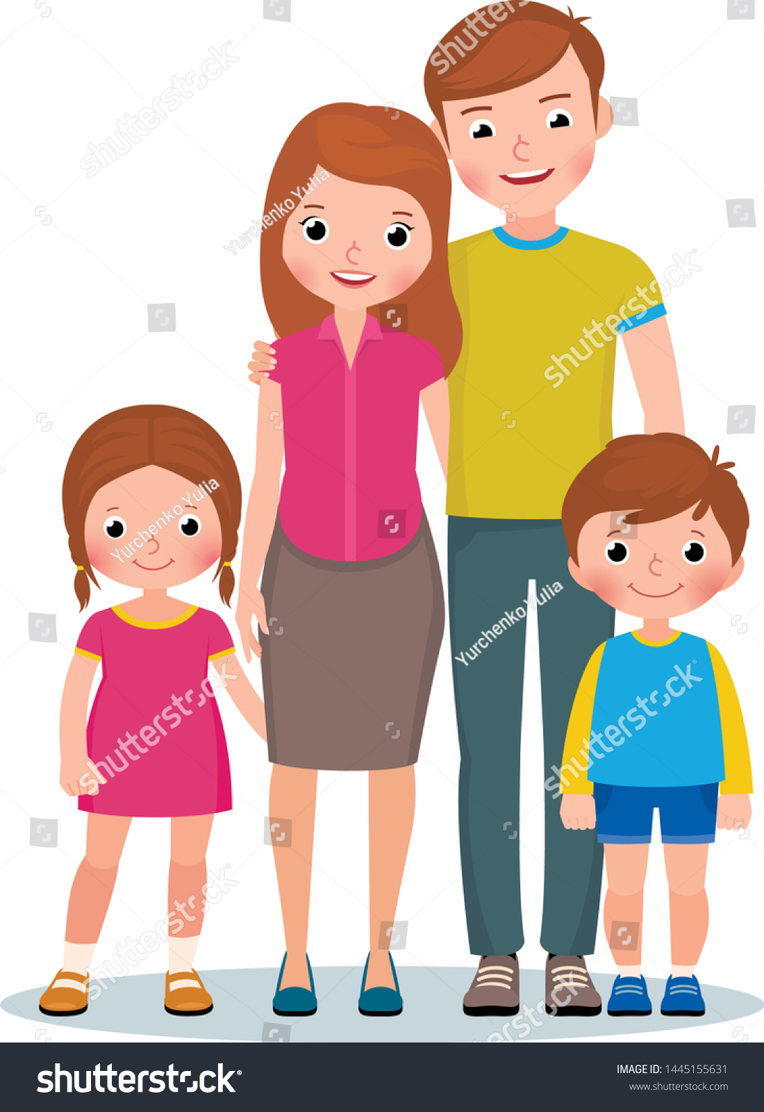 Family Portrait Parents Their Little Children Stock Vector (Royalty ...