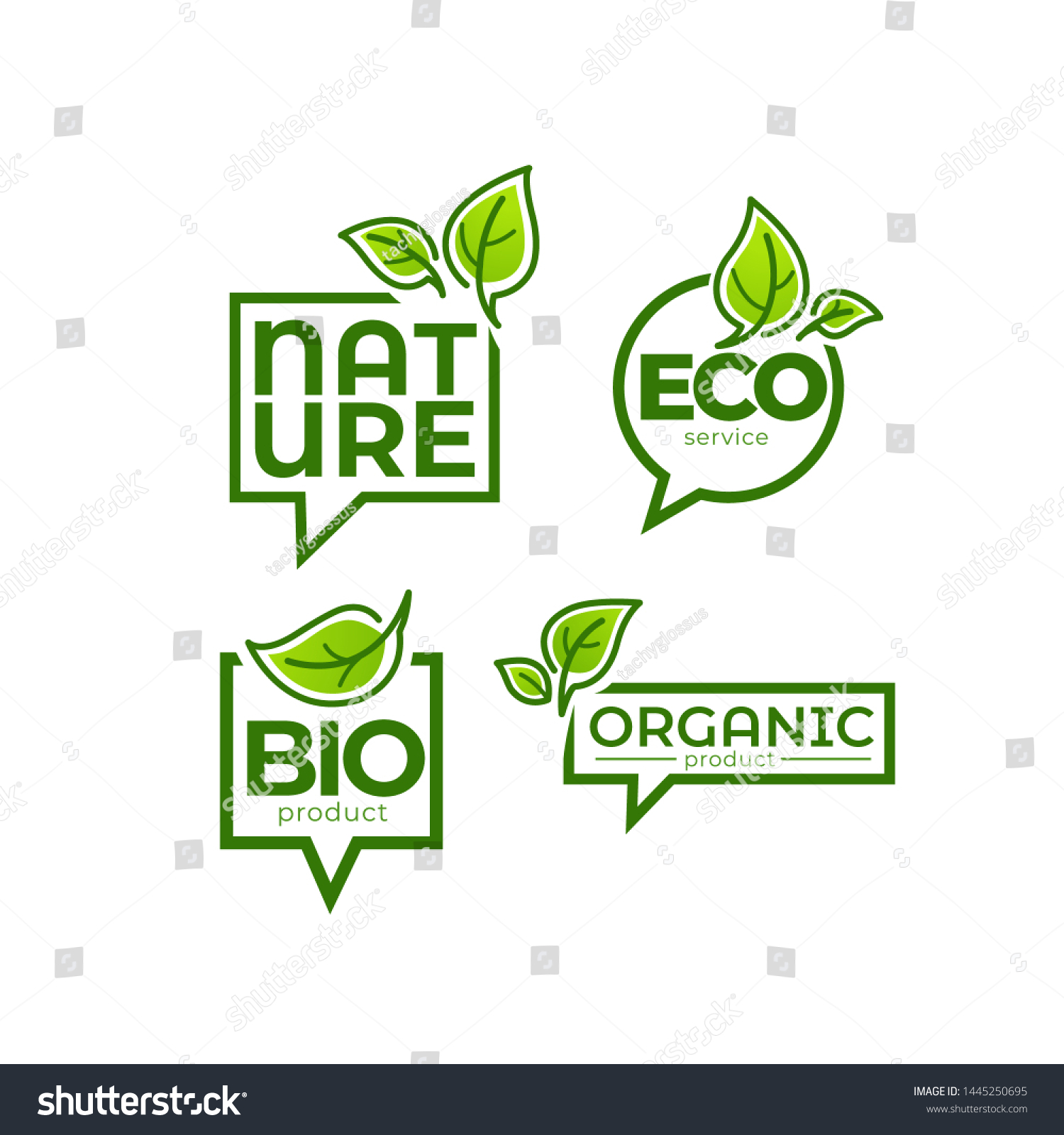 Doodle Organic Leaves Emblems Elements Frames Stock Vector (royalty 