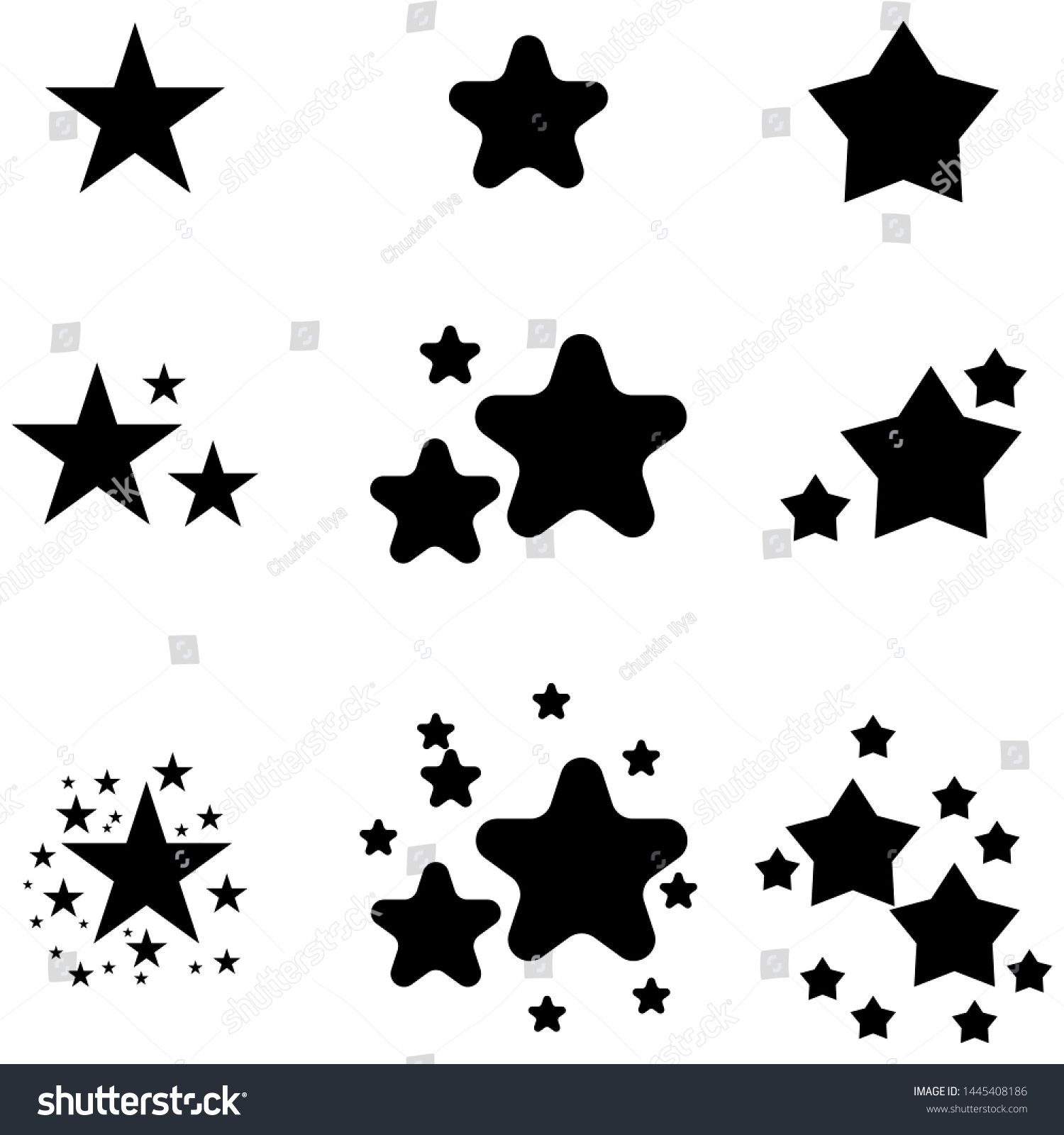 Black Glitter Stars Vector Set Original Stock Vector (Royalty Free ...