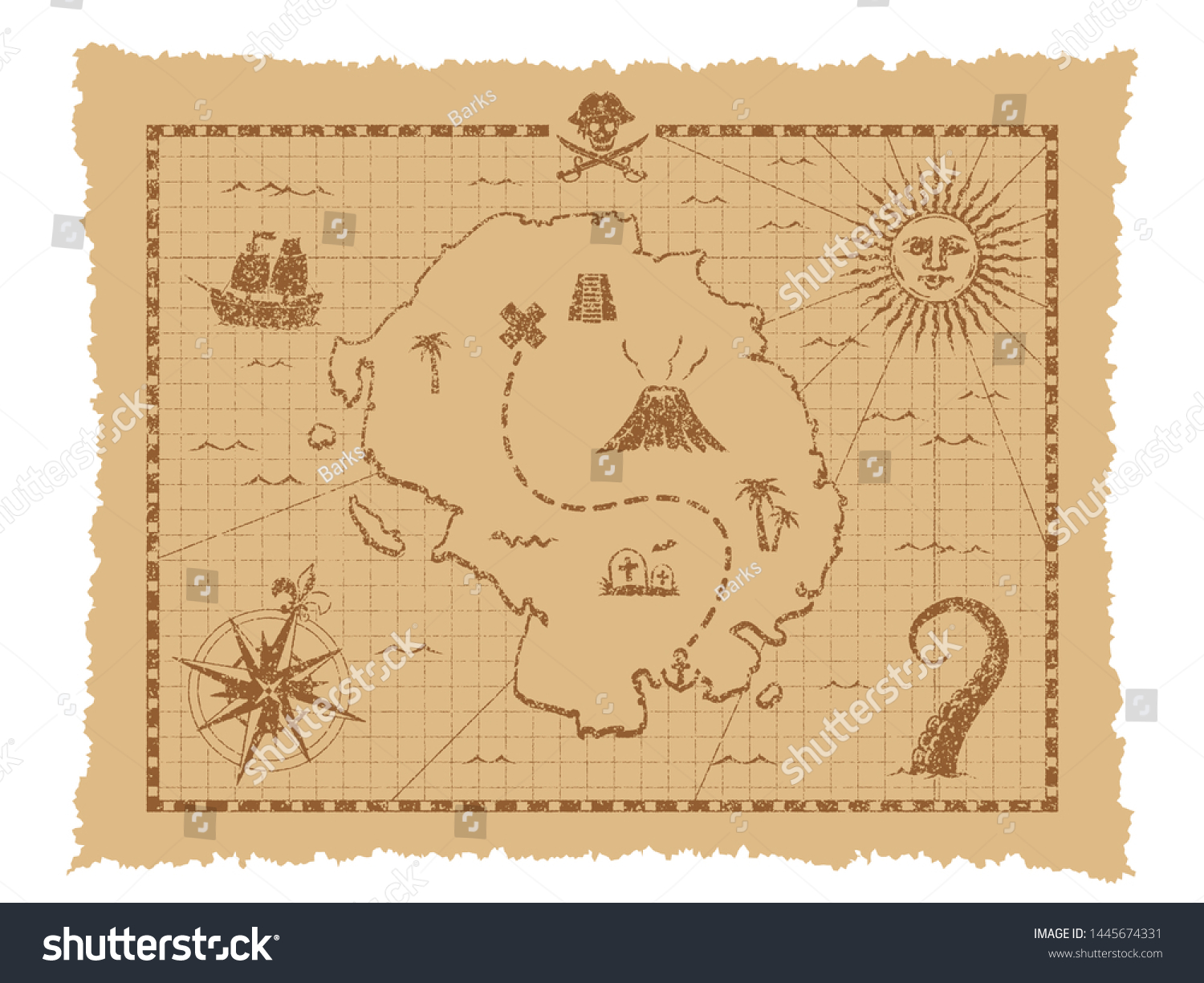 Старая Пиратская карта эскиз