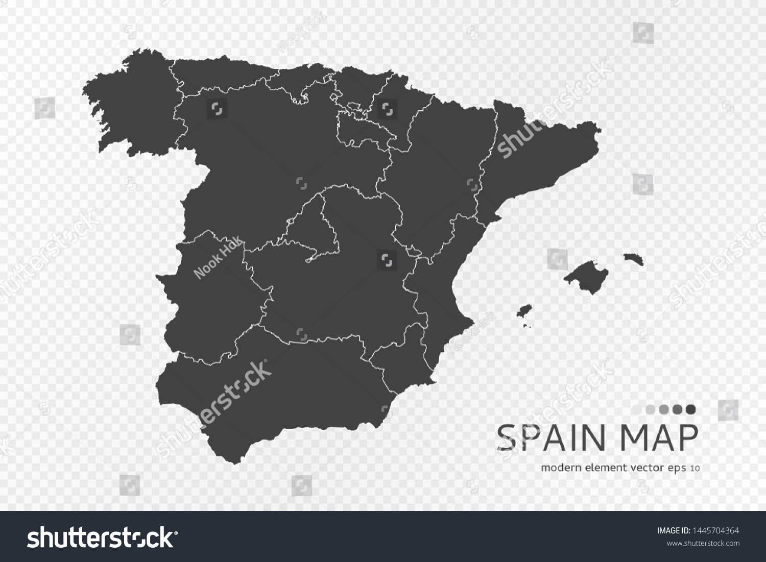 Black Silhouette Spain Map On Transparent Stock Vector (Royalty Free ...