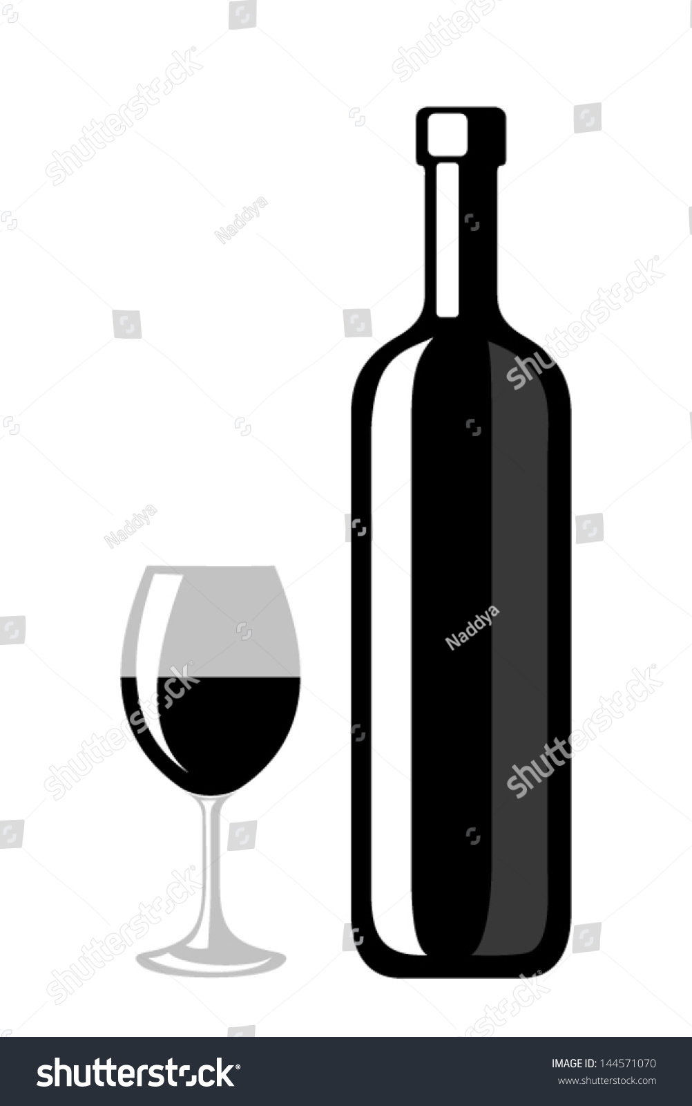 Black Silhouette Wine Bottle Glass Vector Stock Vector Royalty Free 144571070 Shutterstock 3875