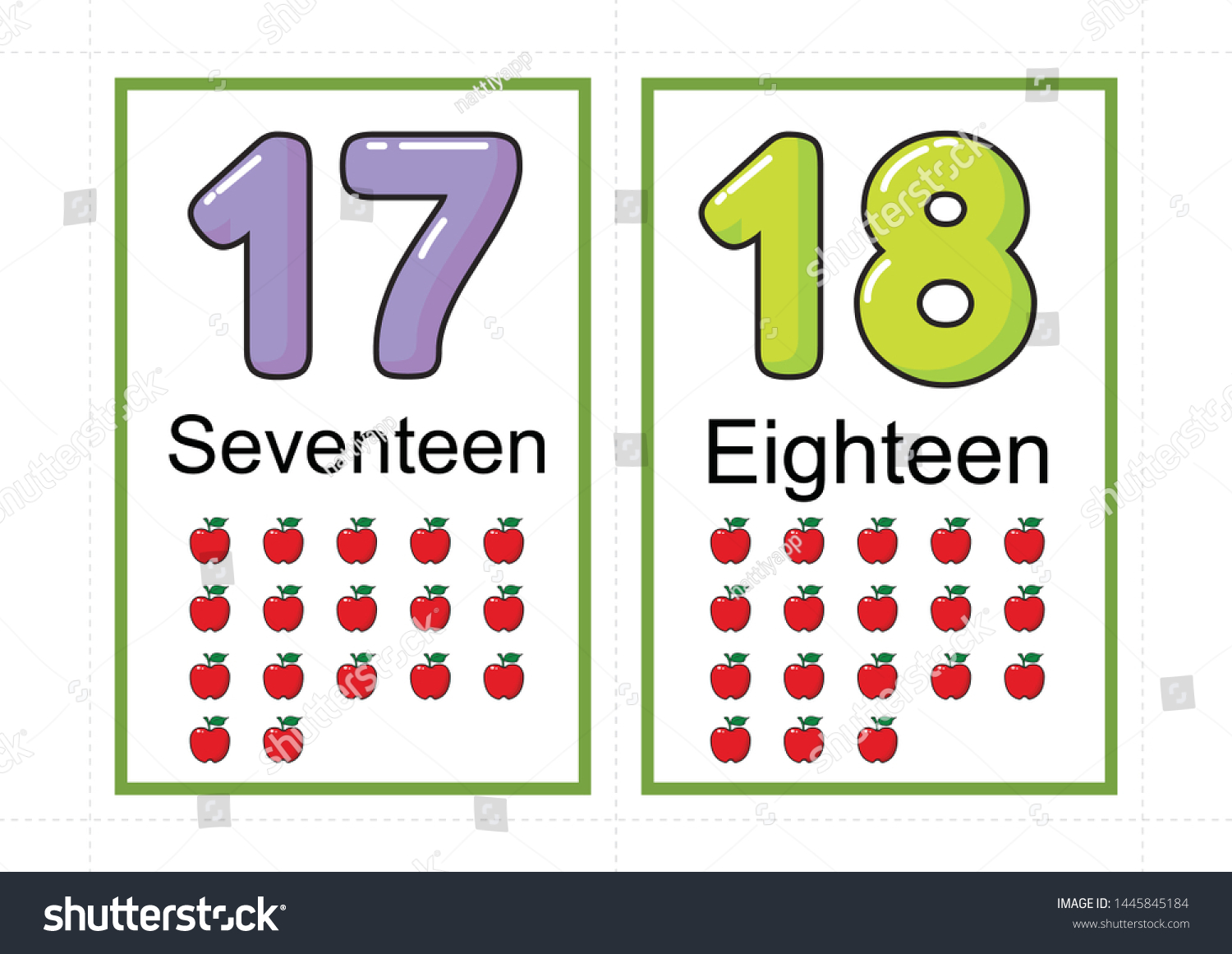 printable number flashcards teaching number flashcards stock vector royalty free 1445845184 shutterstock