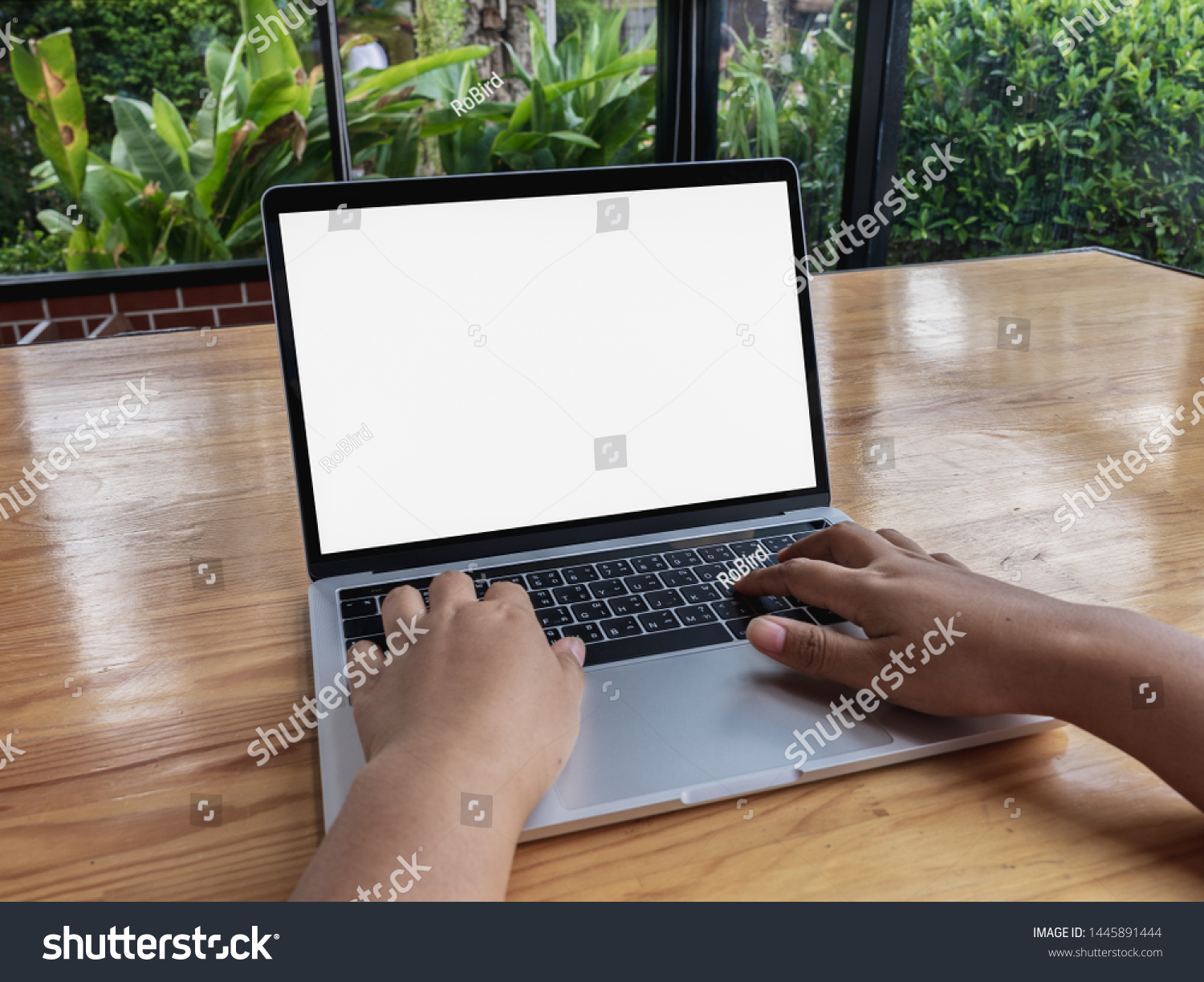 Laptop Background Concept Blank White Screen Stock Photo 1445891444