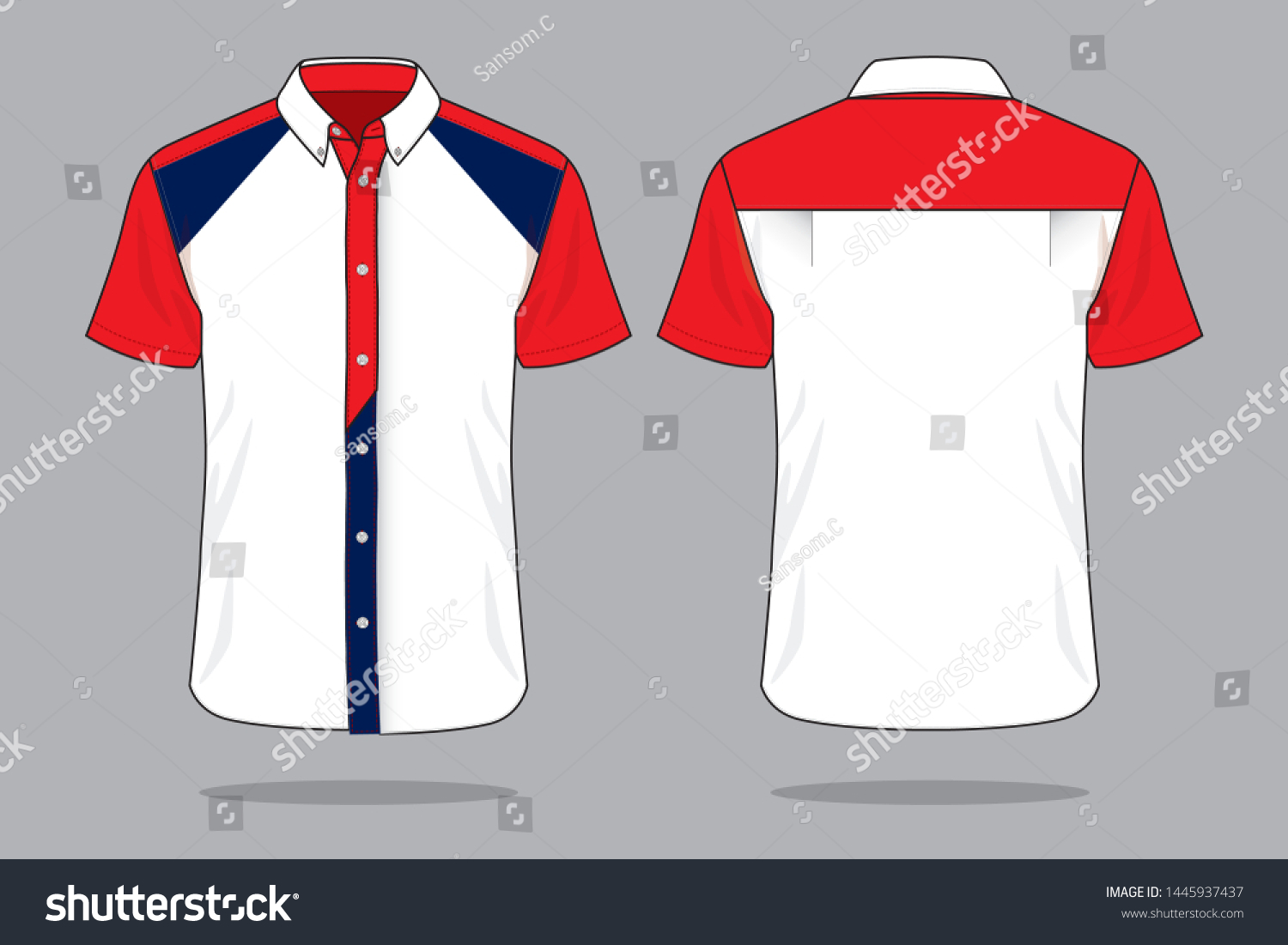 Sport Uniforms Shirt Design Whiterednavy Vectorfront Stock Vector ...