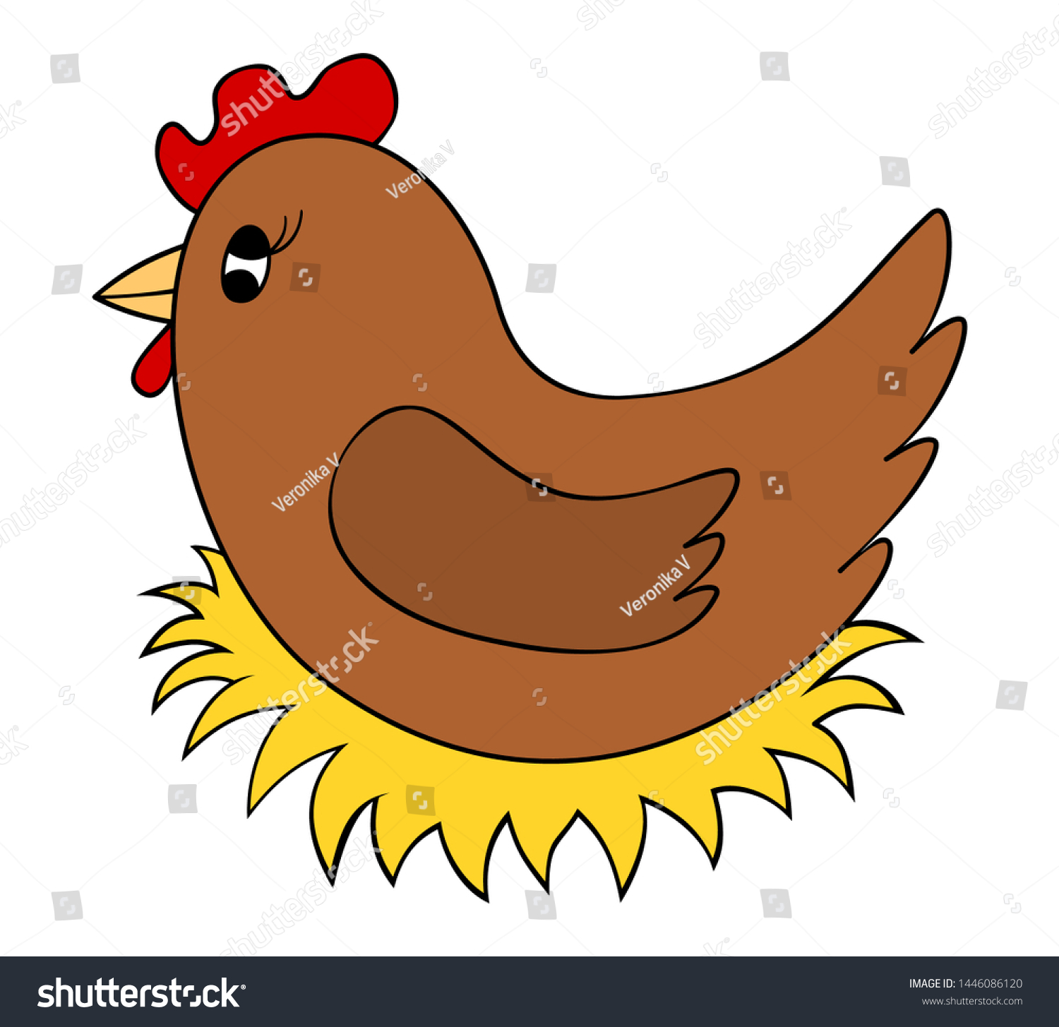 hen sitting on nest clipart