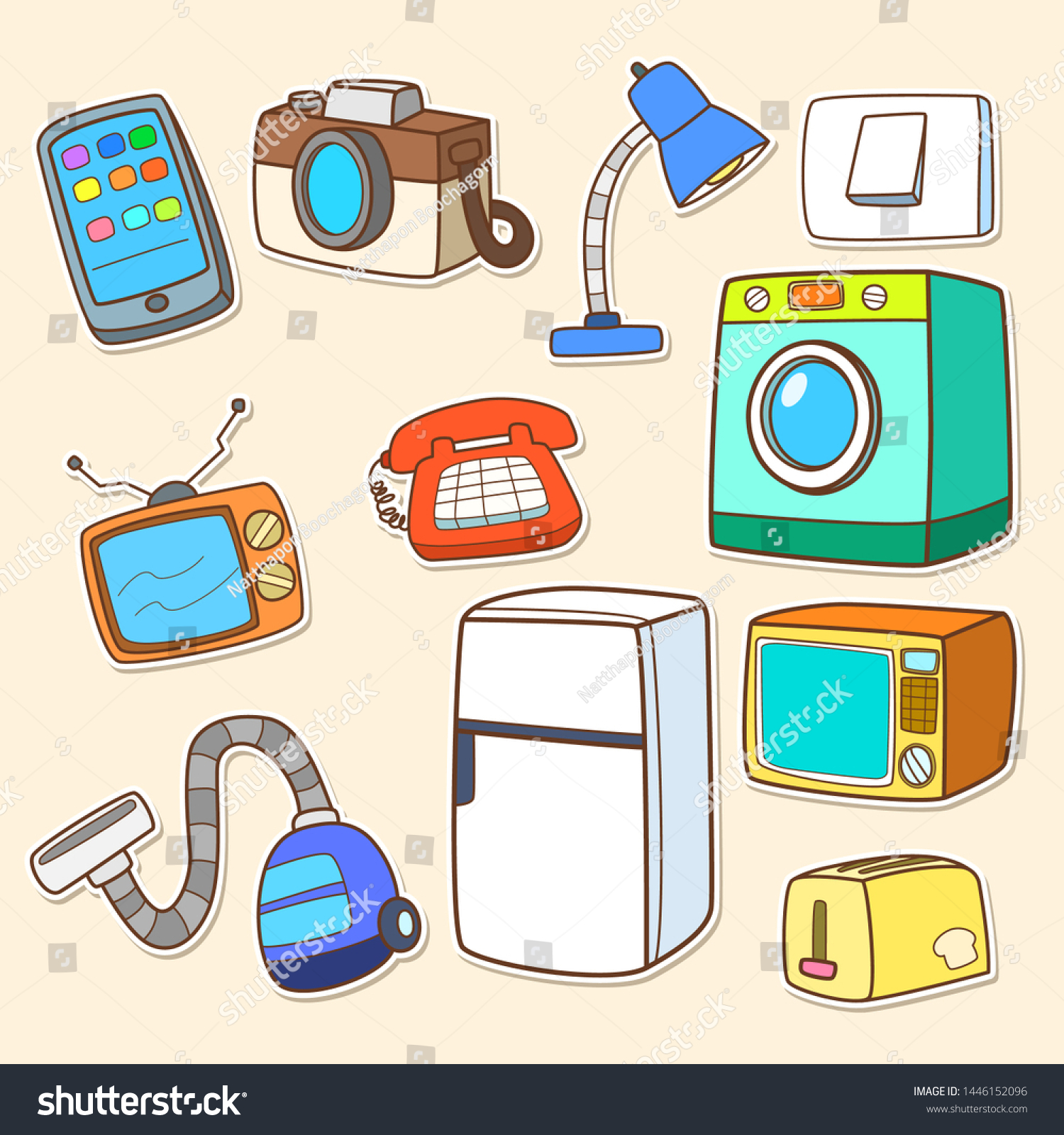 Set Electronic Devices Cute Icon Stock Vector (Royalty Free) 1446152096 ...