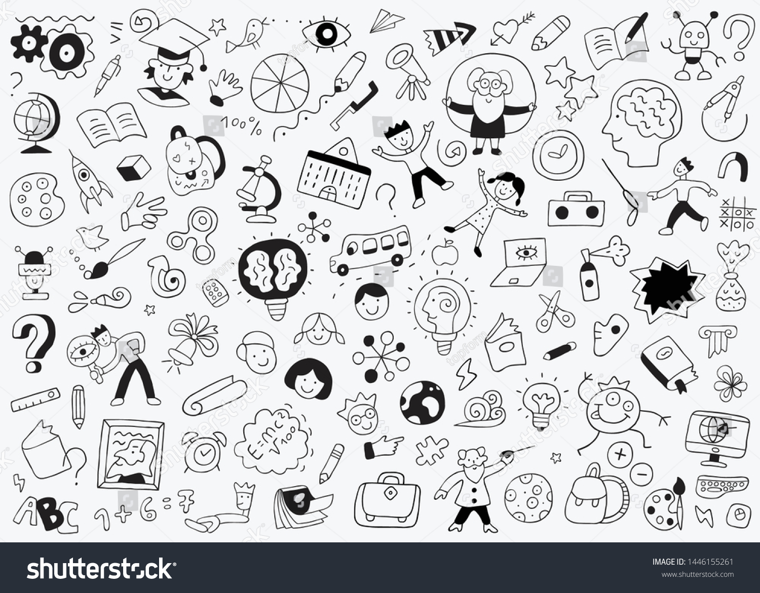 School Education Doodle Set Pencil Drawings Stock Vector (Royalty Free ...