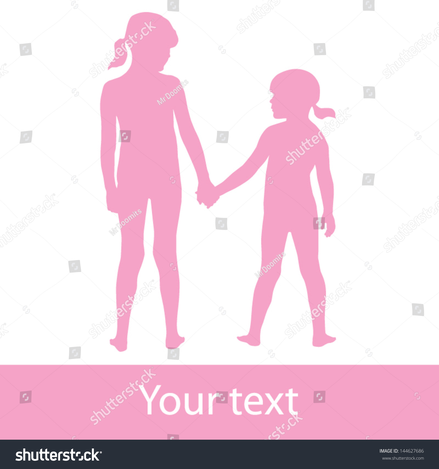 Hakuun Vector Silhouette Two Girls Holding Hands liittyvä vektorikuva (roja...