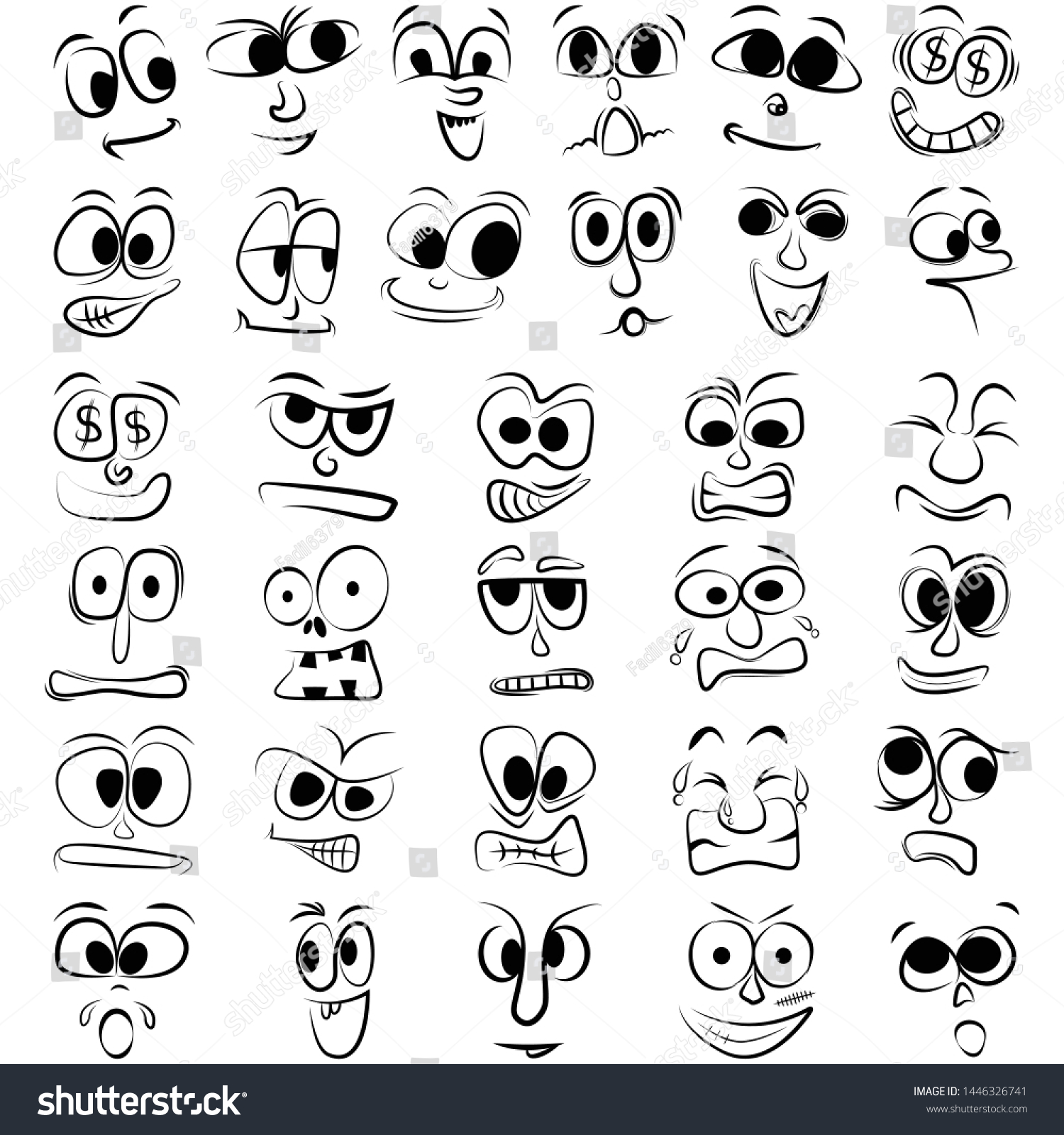 Cartoon Face Expressions Vector Set Stock Vector (Royalty Free ...