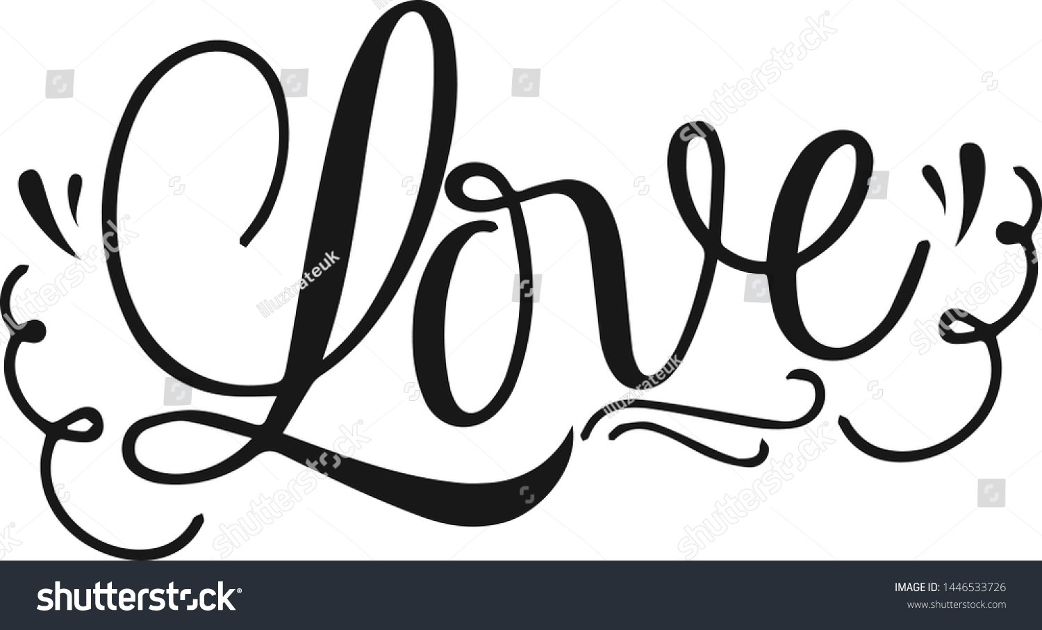 Love Design Decorative Typography Hand Lettering Stock Vector (Royalty ...