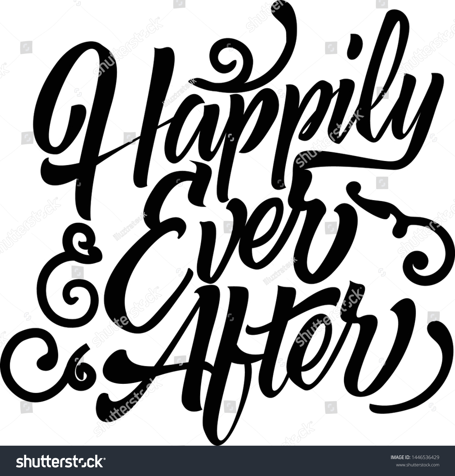 Happily Ever After Decorative Typography Hand Stock Vector (Royalty ...