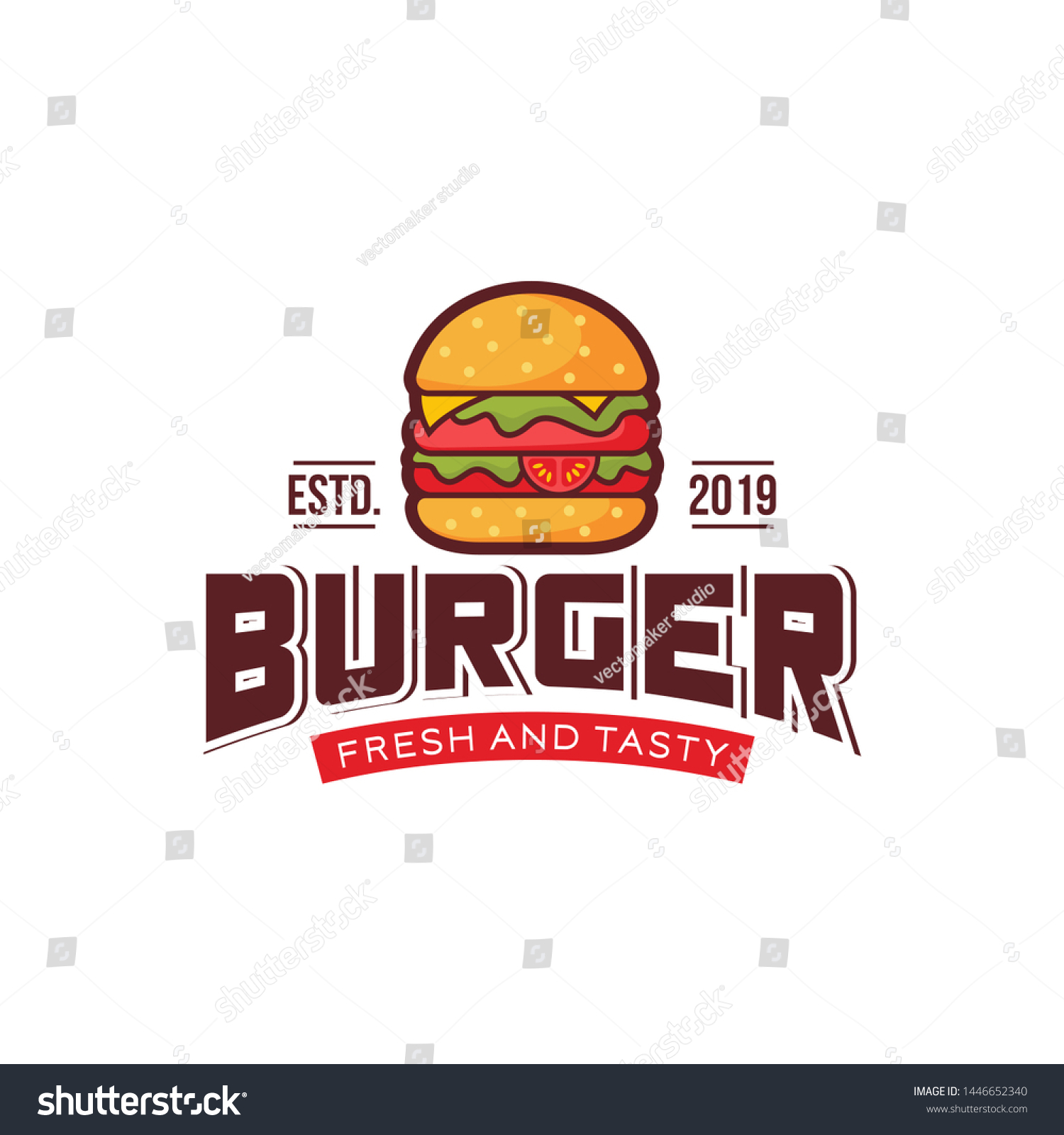 Burger Logo Images Stock Vectors Stock Vector (Royalty Free) 1446652340 ...