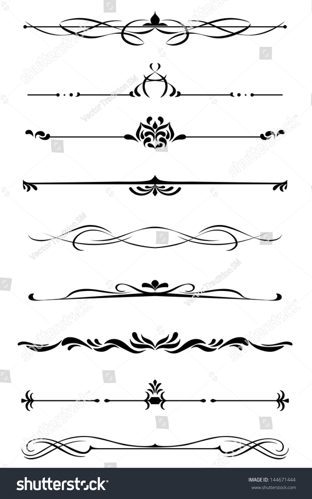 Dividers Borders Set Medieval Style Vector Stock Illustration 144671444 ...