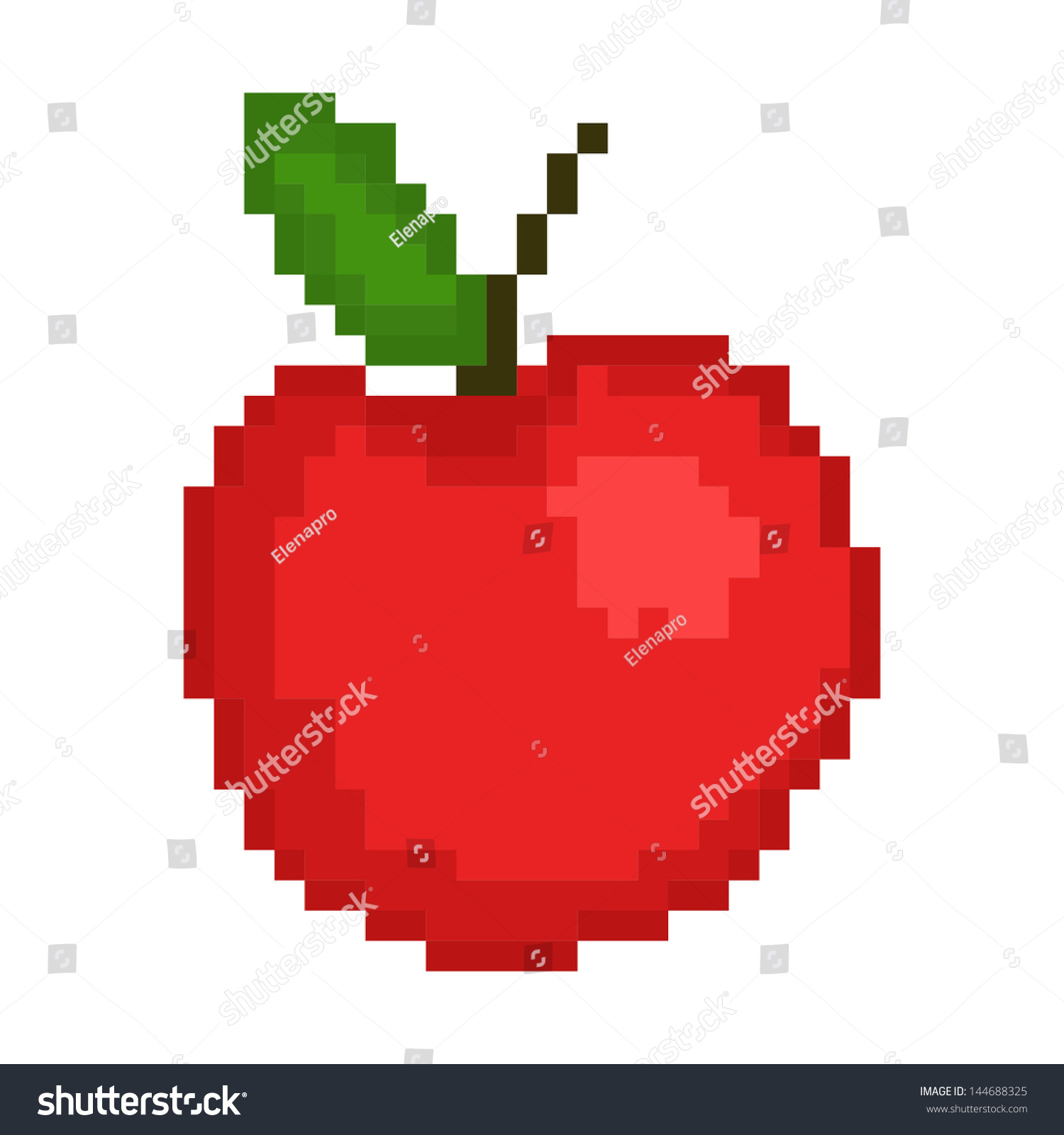 Illustration Pixel Art Fruit Apple Isolated Stock Vector (Royalty Free ...