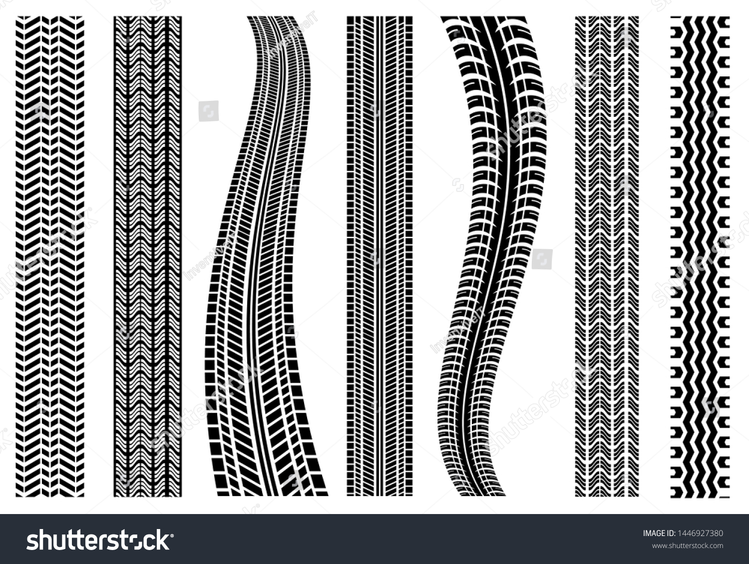 Tire Tracks Set Detailed Tire Prints Stock Vector (Royalty Free ...