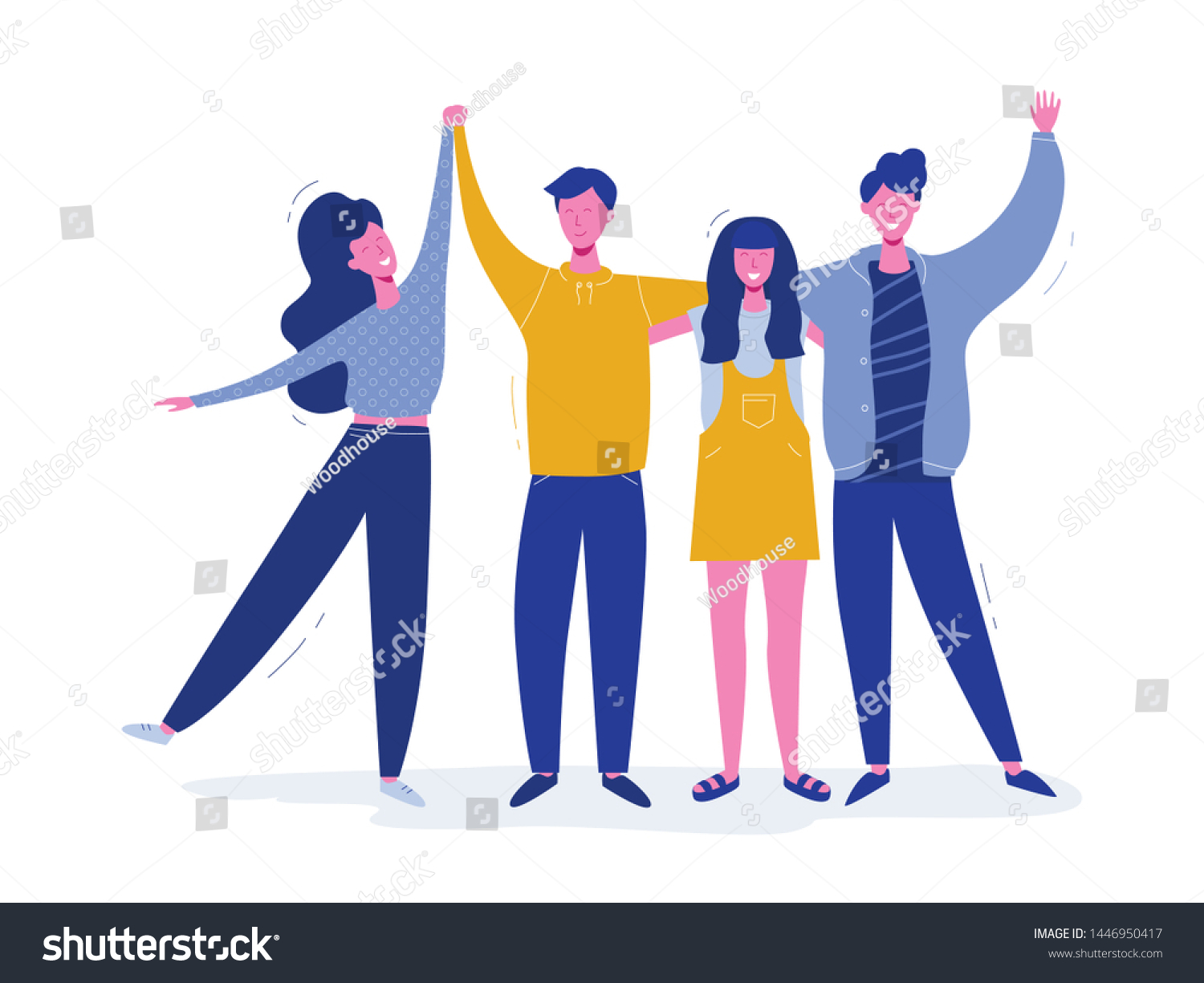 Group Smiling Teenage Boys Girls School Stock Vector (Royalty Free ...