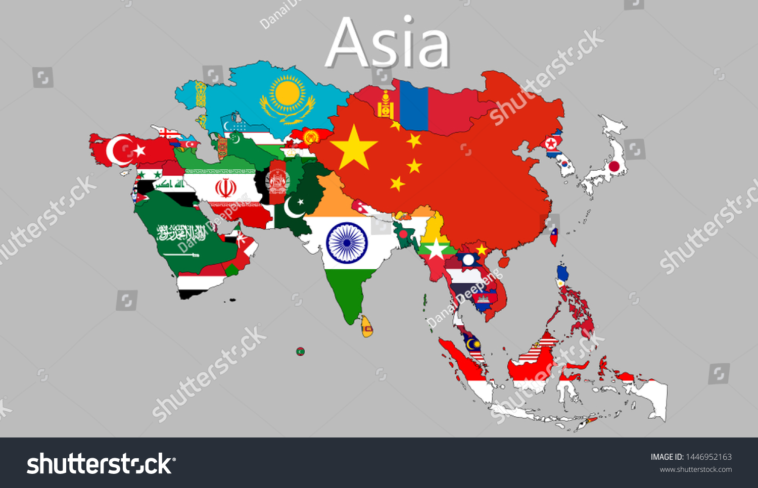 Vector Map Asia Separate Layers Names Stock Vector (Royalty Free ...
